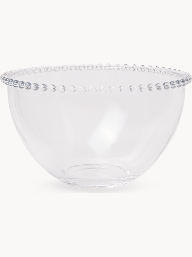 Clear glass salad bowl