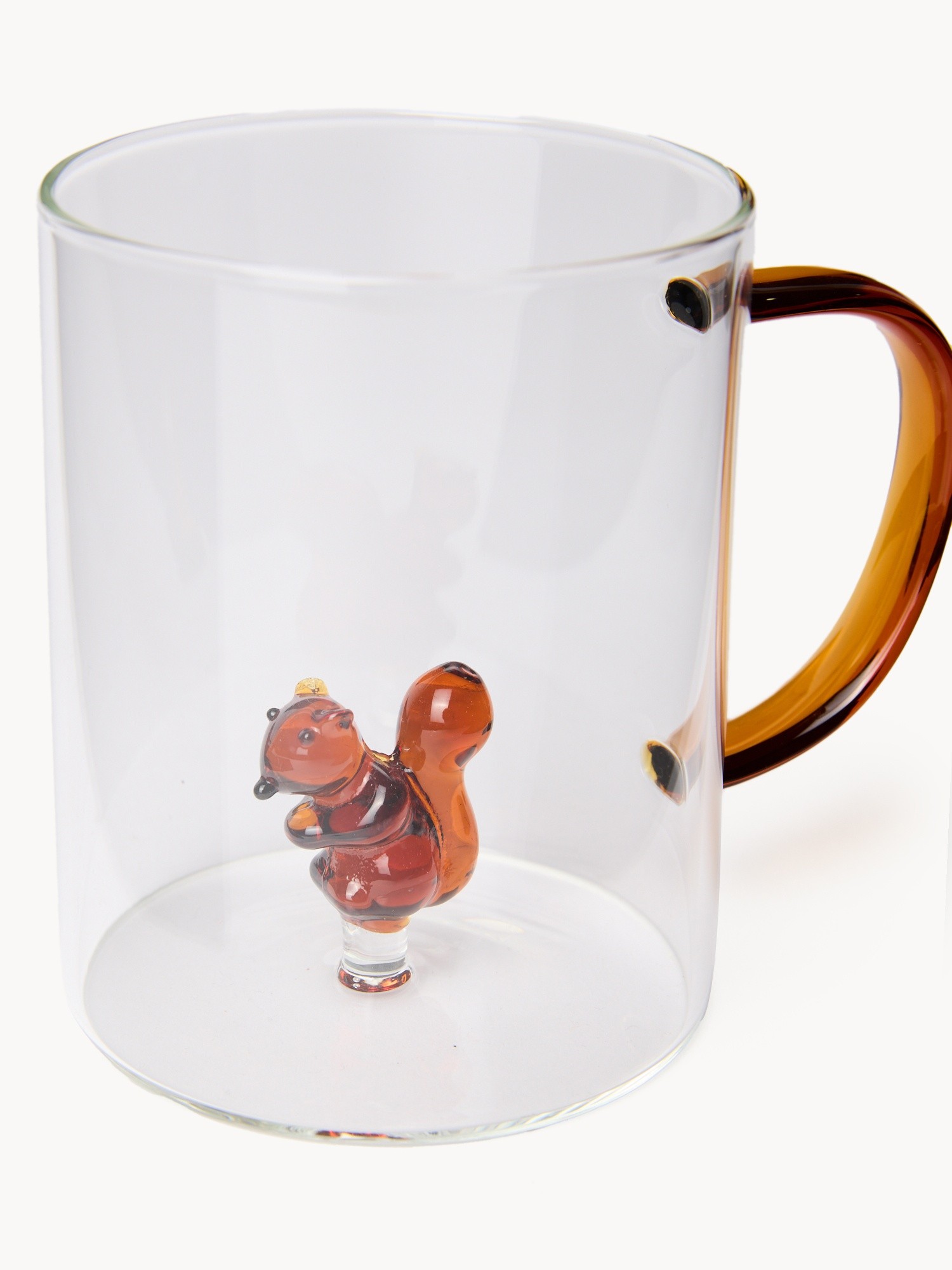 Borosilicate glass mug with a squirrel detail, Transparent, large image number 1