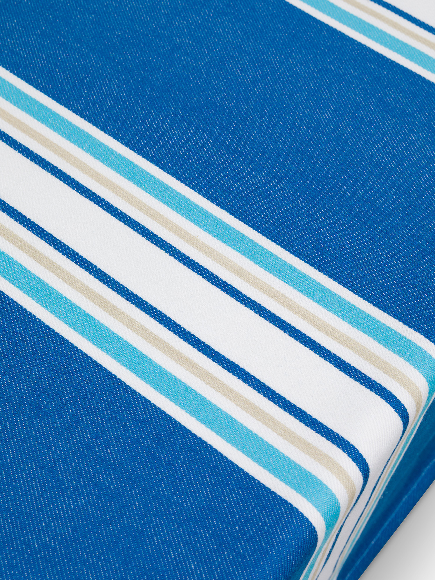 Pure cotton striped tablecloth, Blue, large image number 1