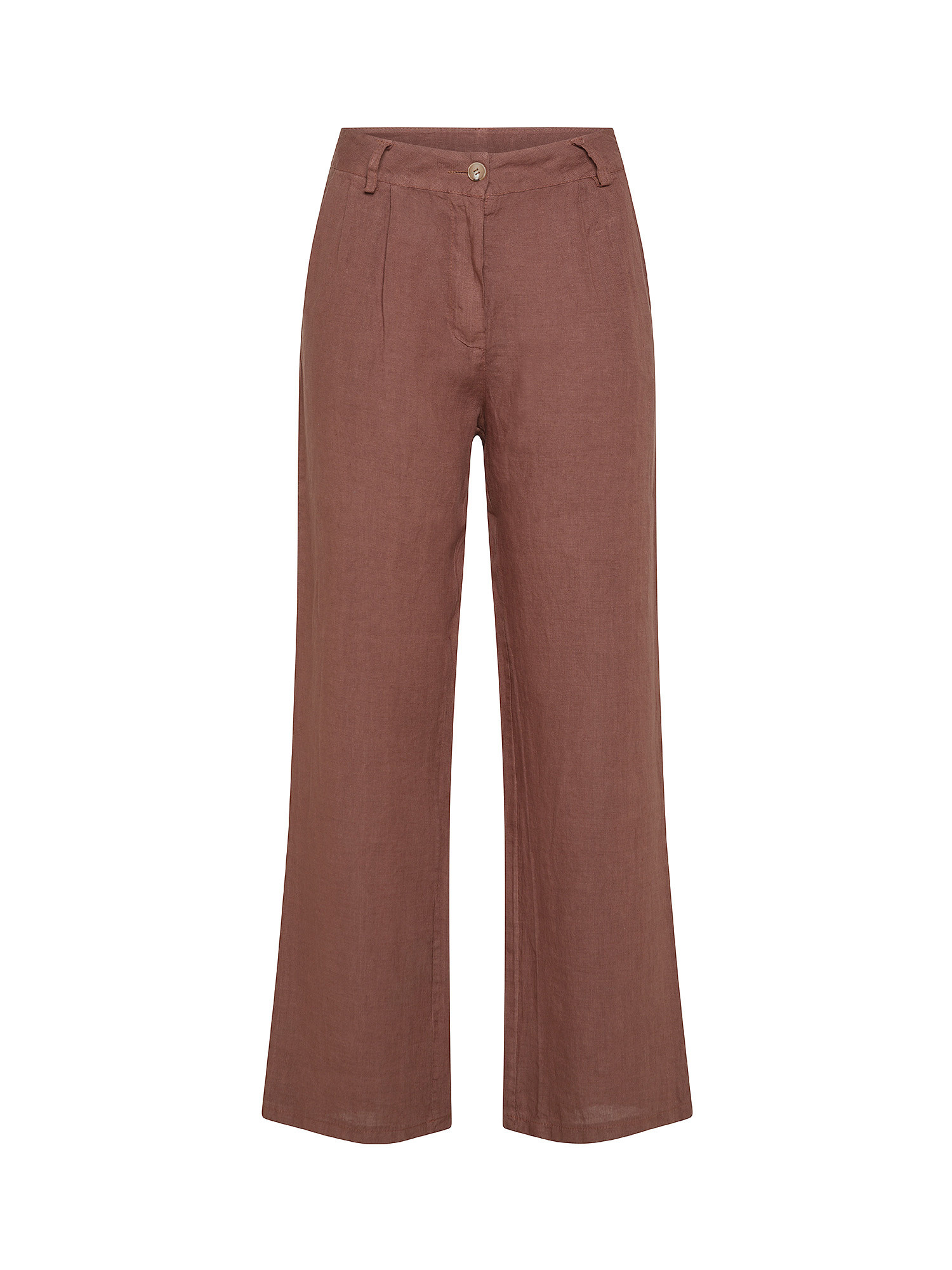 Koan - Linen trousers with pleats, Brown, large image number 0