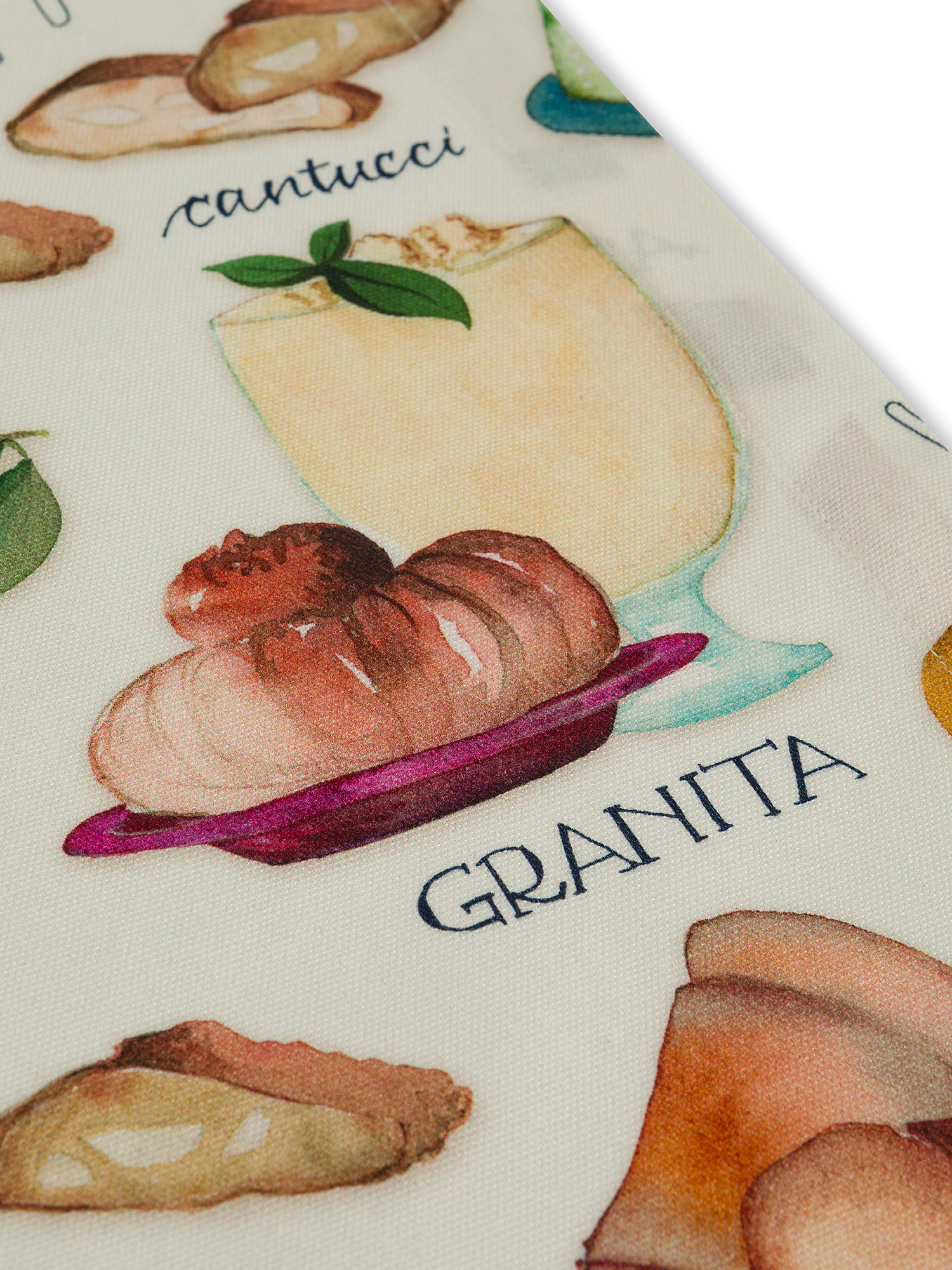 Runner panama di cotone stampa dessert, Multicolor, large image number 1