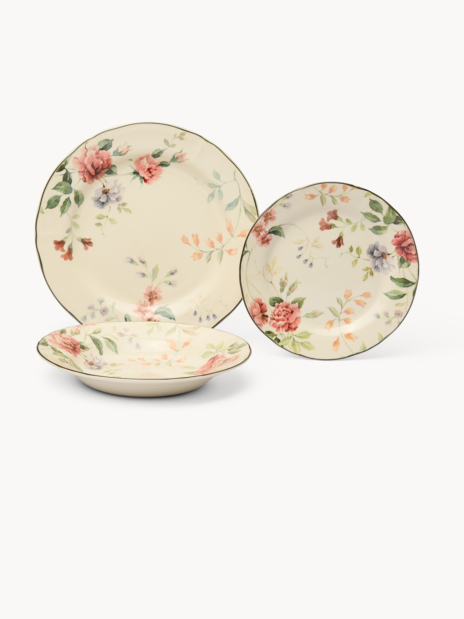 Set 18 piatti in ceramica motivo floreale - Prezzo di lancio, Multicolor, large image number 0