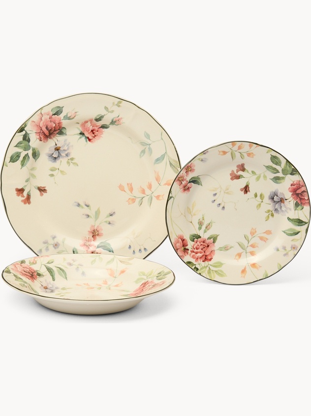 Set 18 piatti in ceramica motivo floreale - Prezzo di lancio