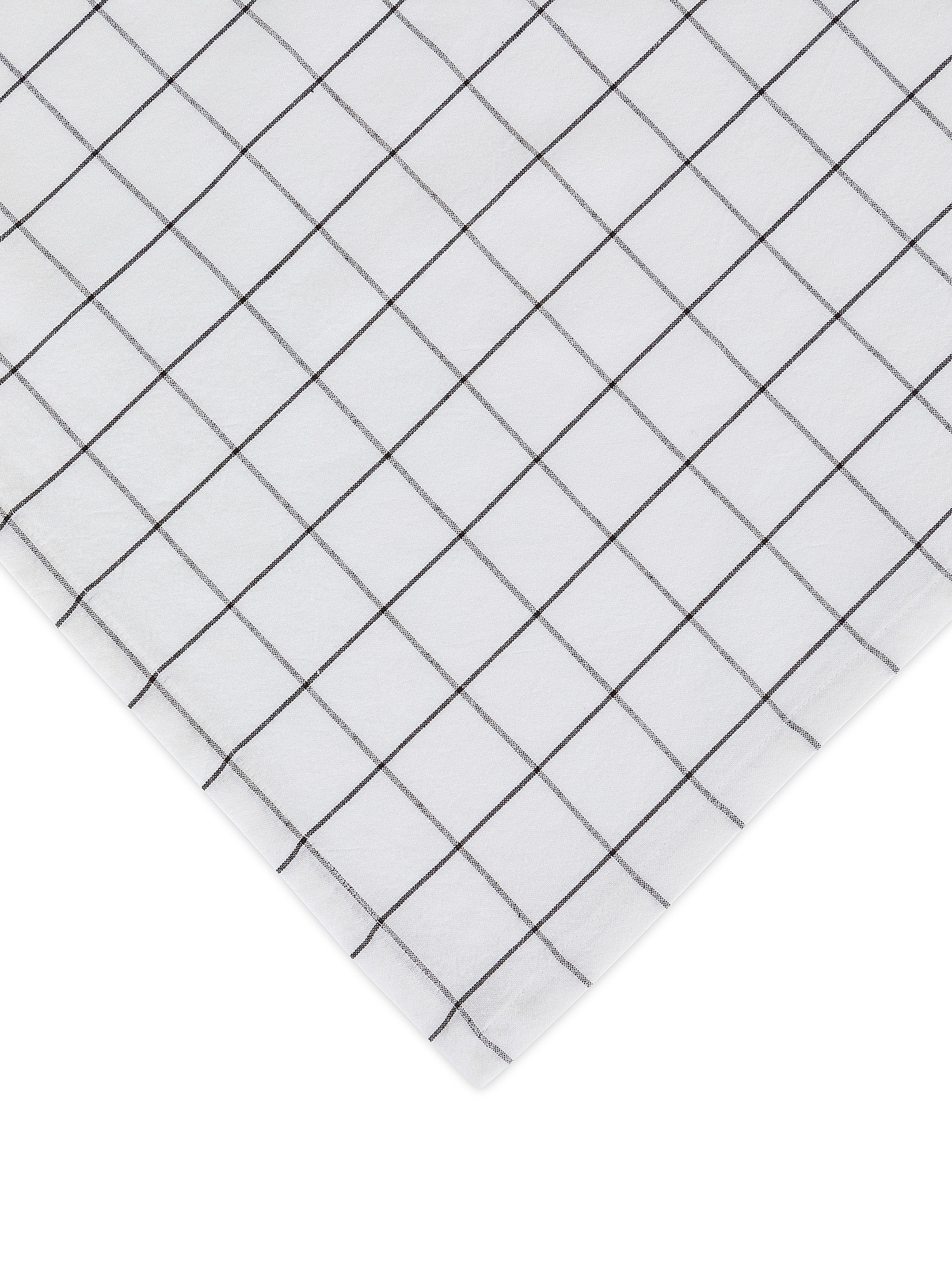 Washed cotton centerpiece tablecloth with check motif, White, large image number 1