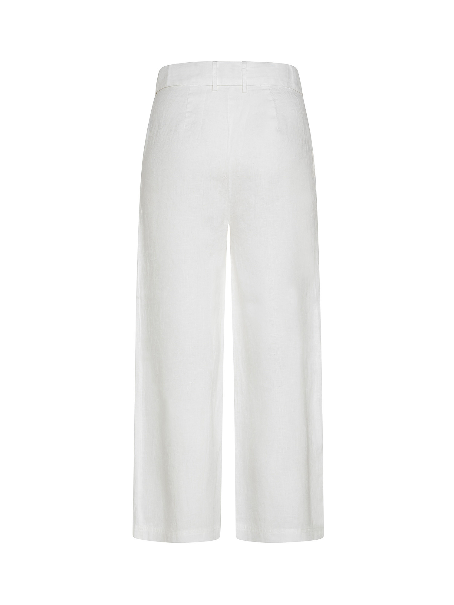 Pantalone 3/4 puro lino con cintura, Bianco, large image number 1