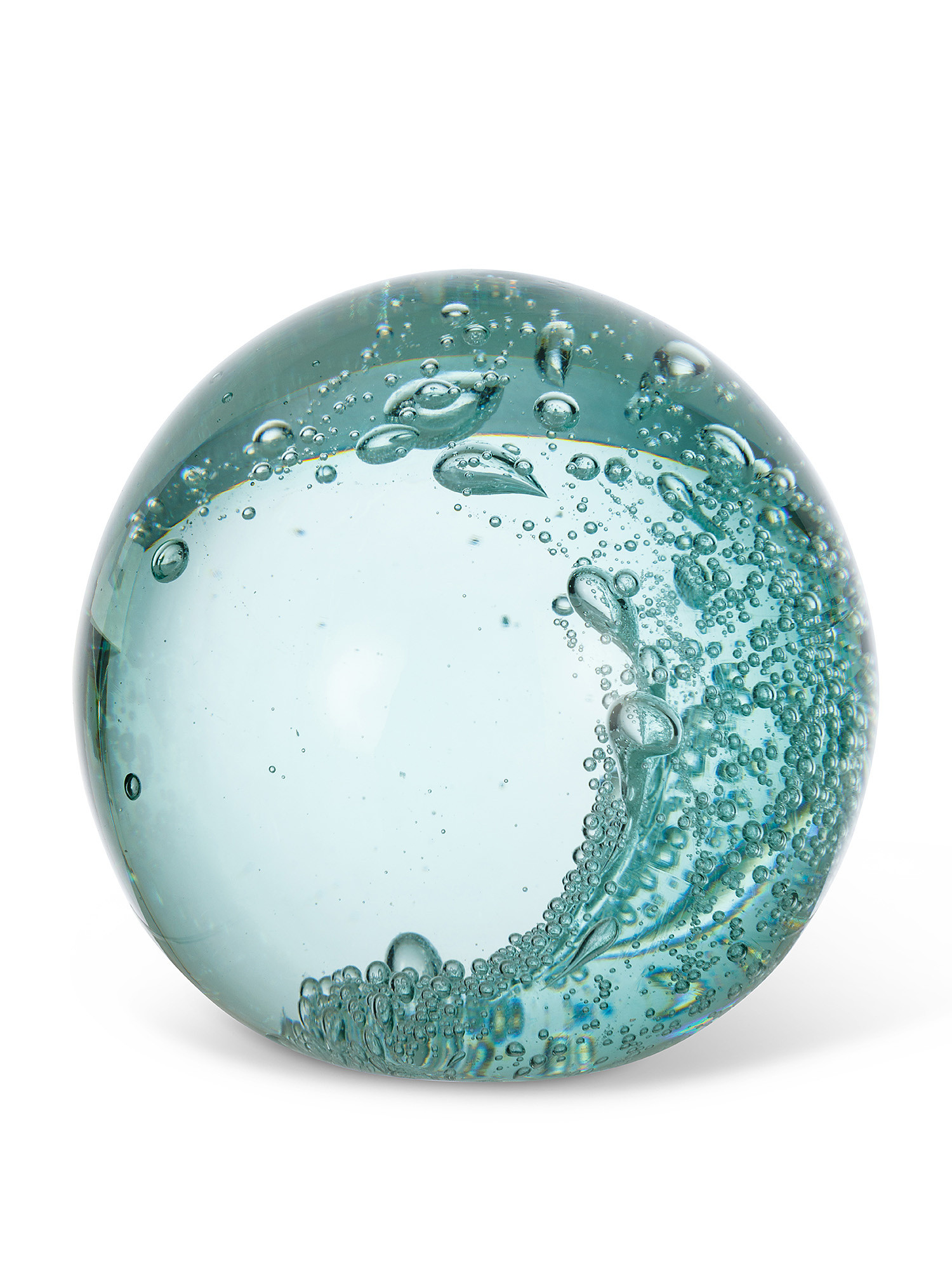 Sfera fermacarte vetro effetto bolle, Azzurro, large