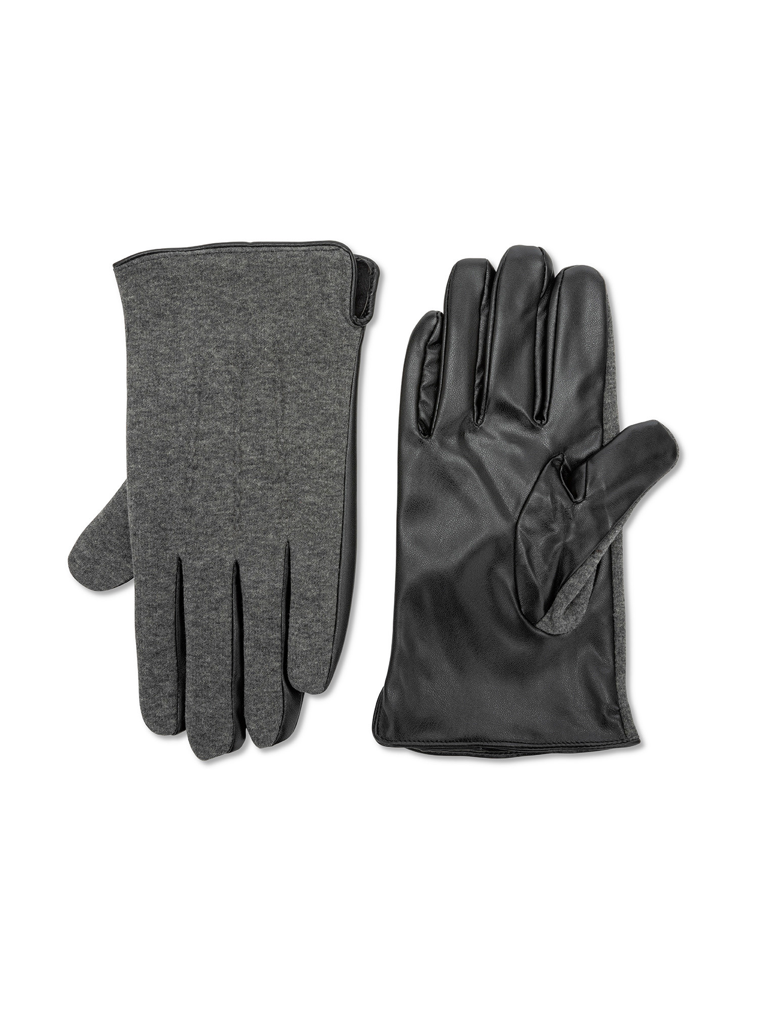 Luca D'Altieri - Gloves in jersey and eco-leather, Grey, large image number 0