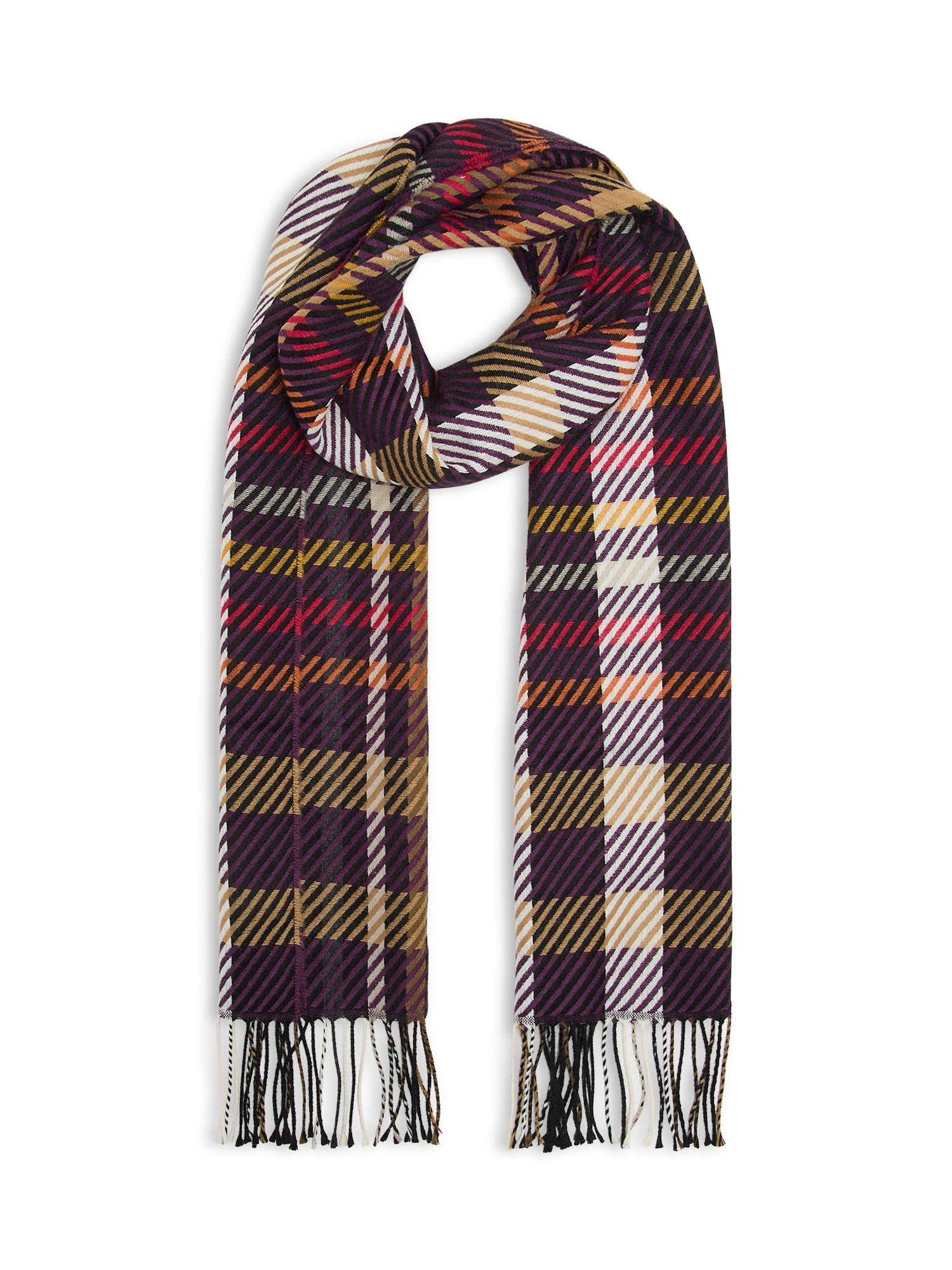 Koan - Plaid and striped stole, Multicolor, large image number 0