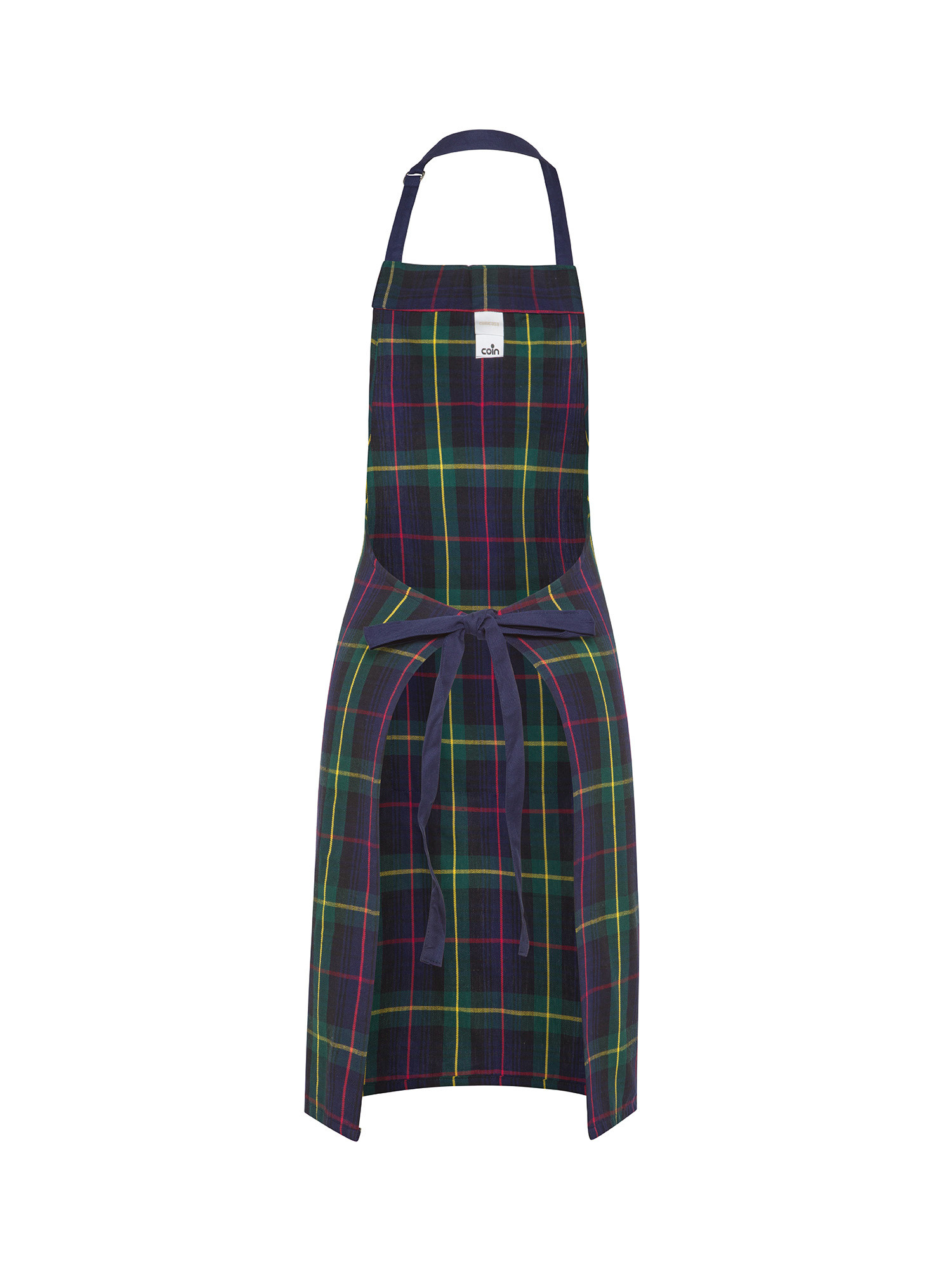 Yarn-dyed cotton kitchen apron with check motif, Green, large image number 1