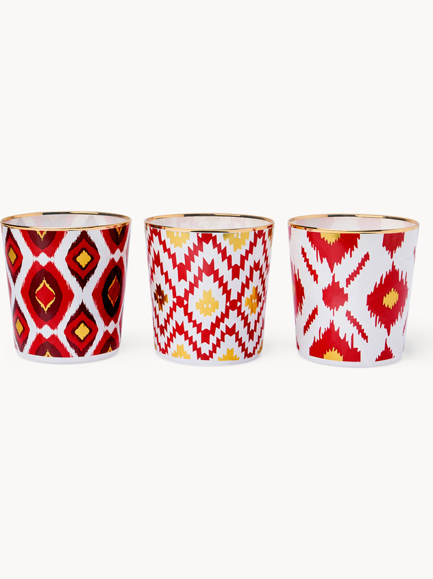 Bicchieri in vetro con decoro ikat