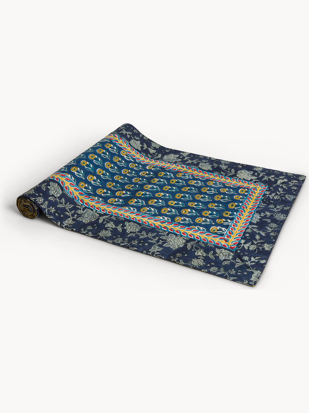 Runner in puro cotone stampa block print piazzata