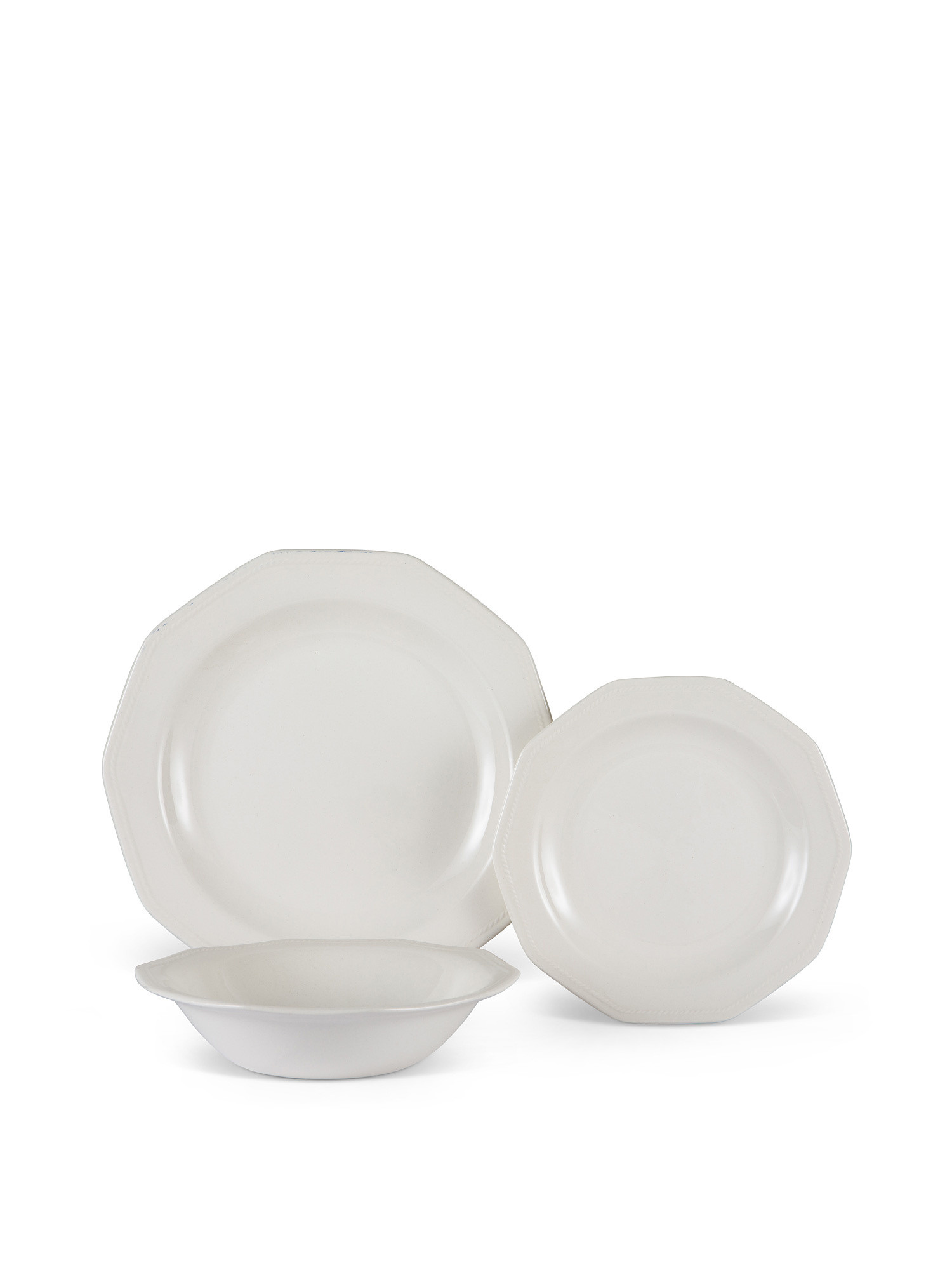 Set of 18 Artic White ceramic plates, White, large image number 0
