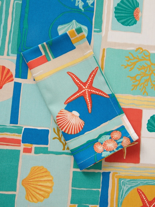 Round Cotton Panama Tablecloth with Geometric Print - Introductory Price