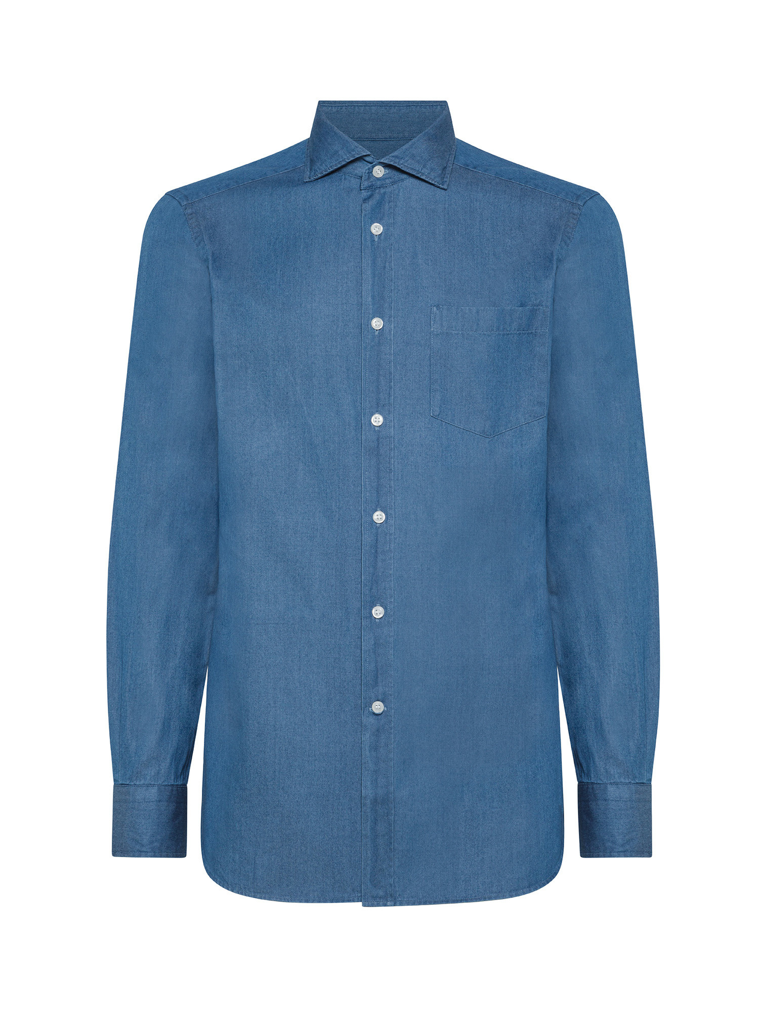 Luca D'Altieri - Slim fit shirt in pure cotton, Blue, large image number 0