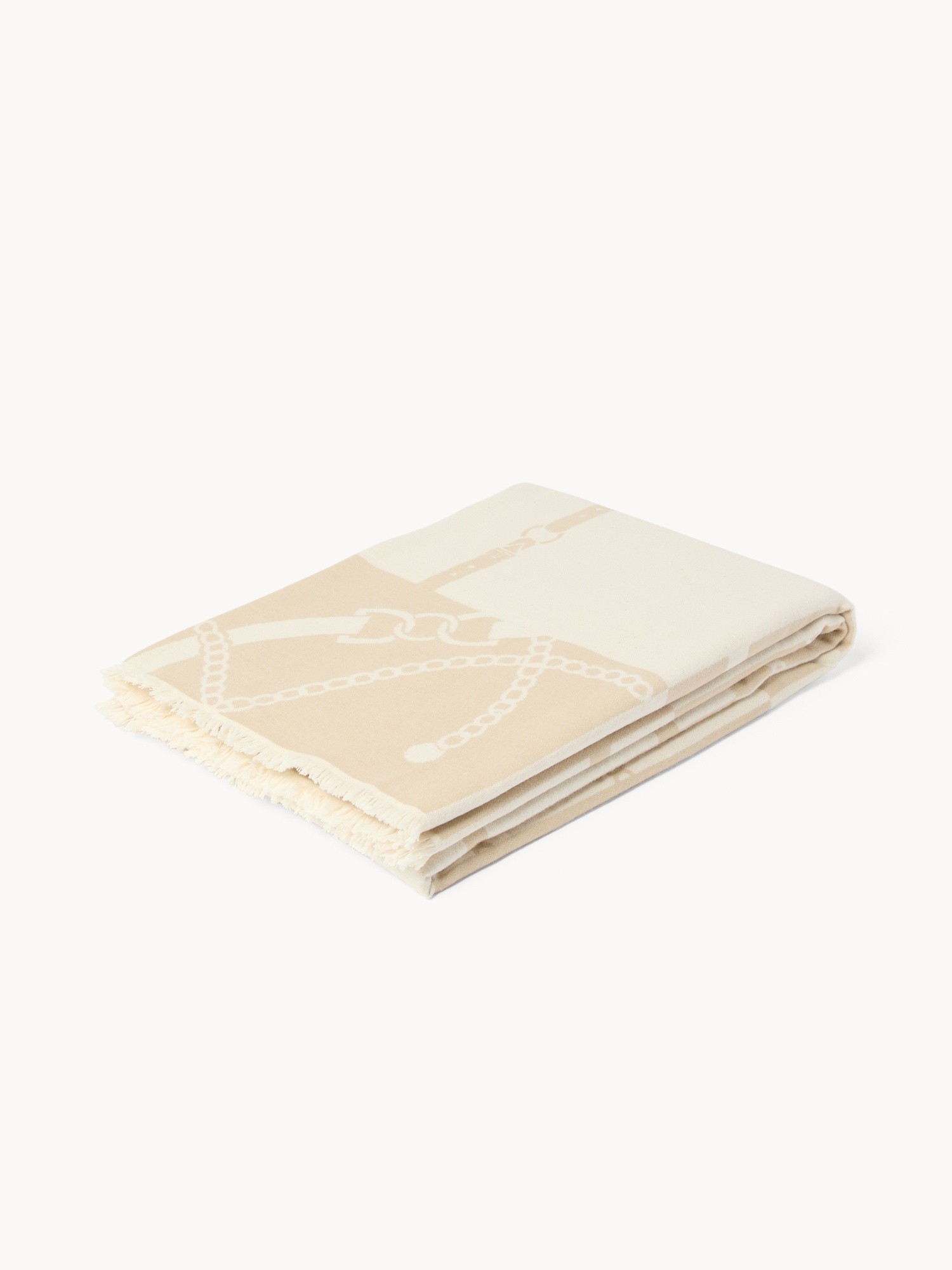 Plaid in cotone cardato fantasia corde - Prezzo di lancio, Beige, large image number 0