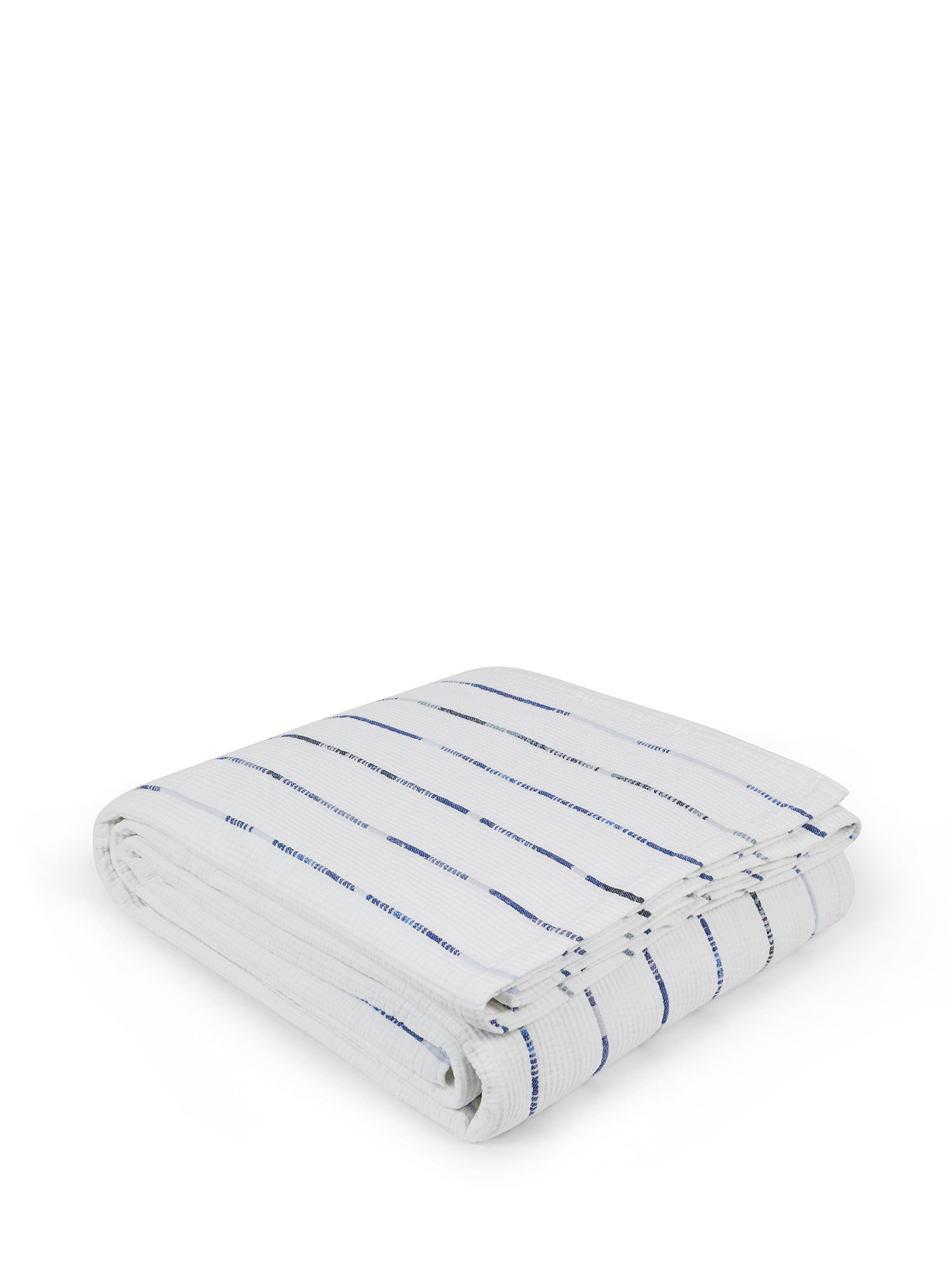 Pure washed cotton bedspread, Blue, large image number 0