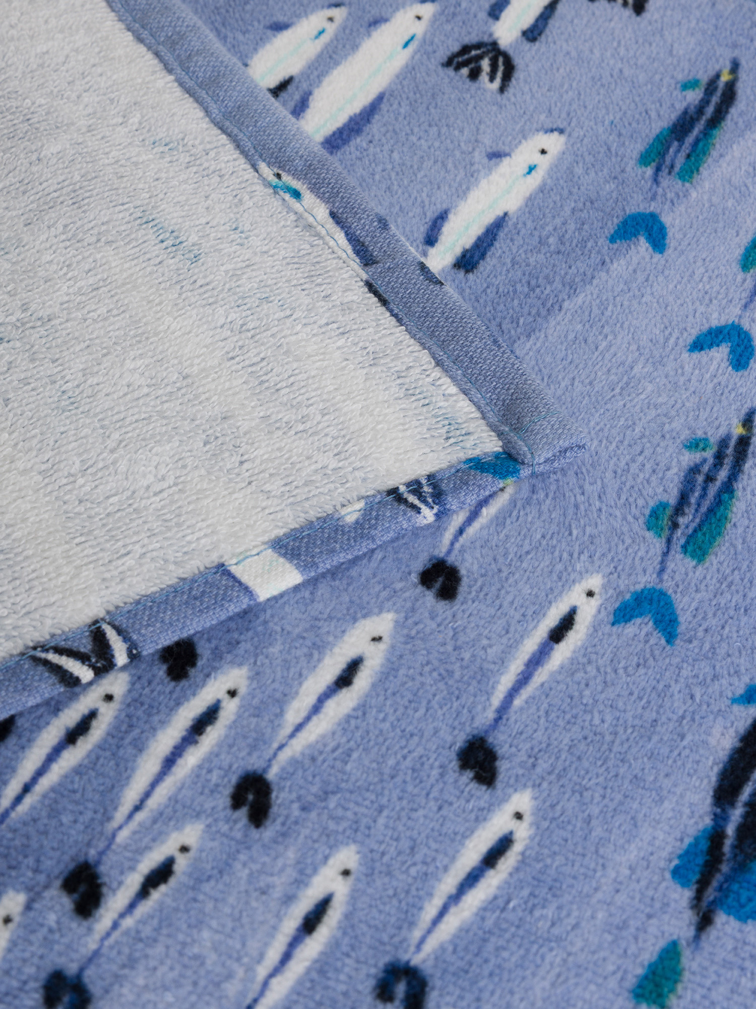 Asciugamano in cotone velour fantasia pesci, Azzurro, large image number 2