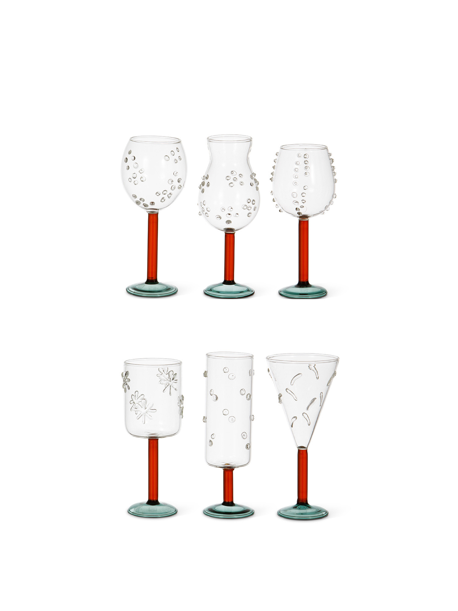 Set of 6 borosilicate glass liqueur goblets, Multicolor, large image number 0