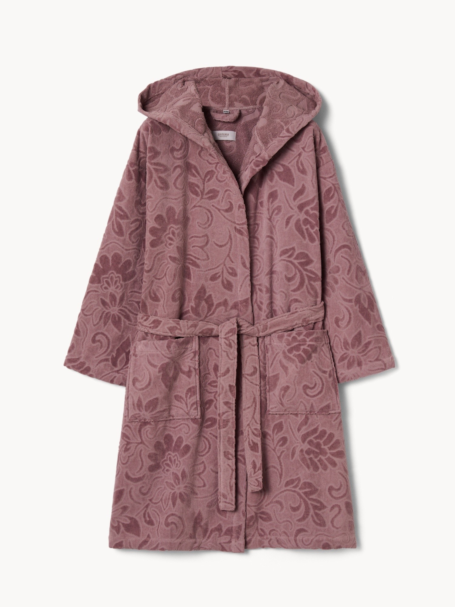 Accappatoio con fantasia damascata in puro cotone velour - Prezzo di lancio, Rosa, large image number 0