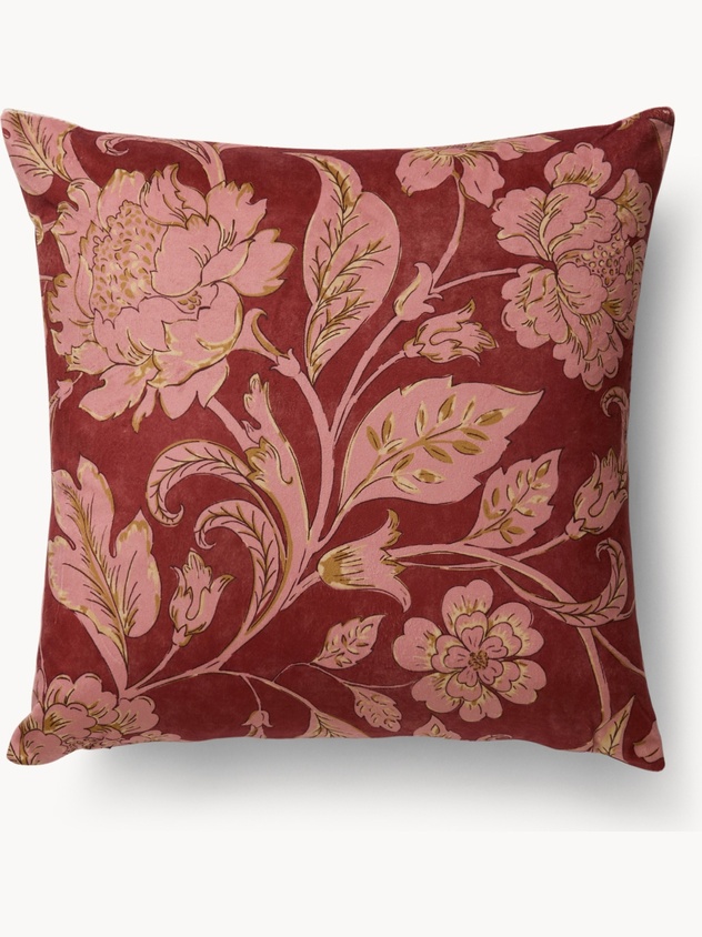 Velvet Pillow with Floral Print, 45x45cm - Discounted Price