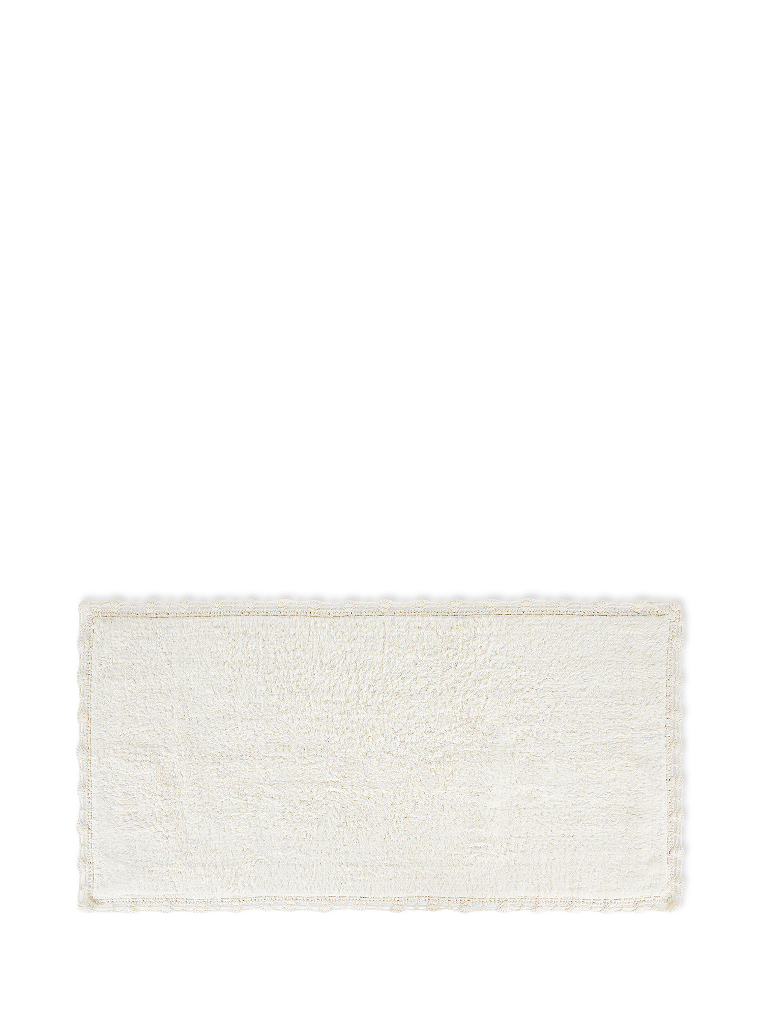 Tappeto bagno cotone bordo crochet, Bianco, large image number 0