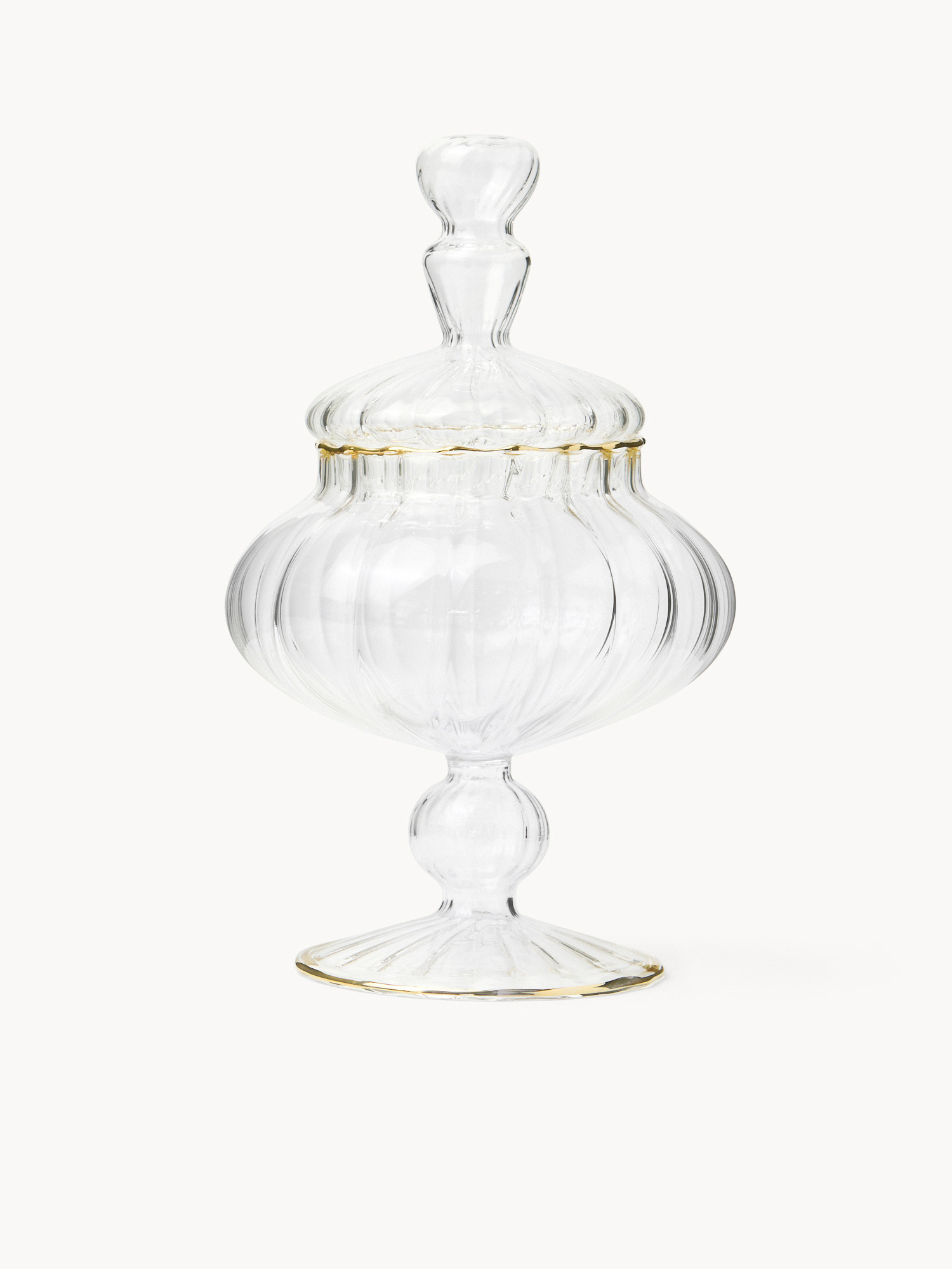 Porta dolci in vetro borosilicato profili oro, Trasparente, large image number 0