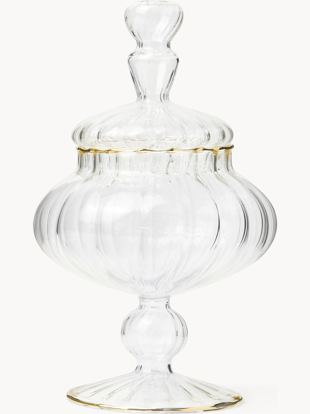 Porta dolci in vetro borosilicato profili oro