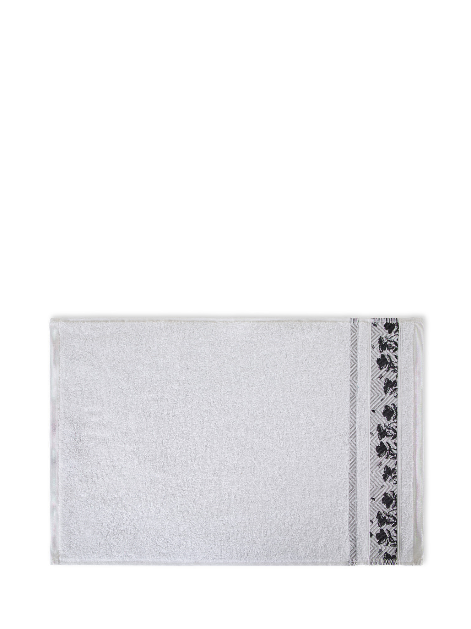 Set 2 asciugamani spugna di cotone bordo floreale, Bianco, large image number 1