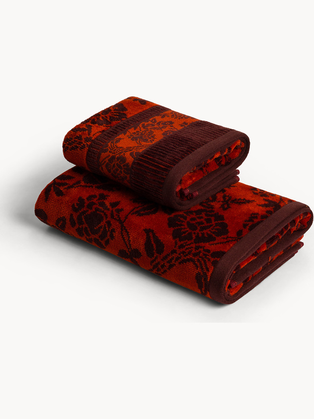 Asciugamano in cotone velour fantasia floreale