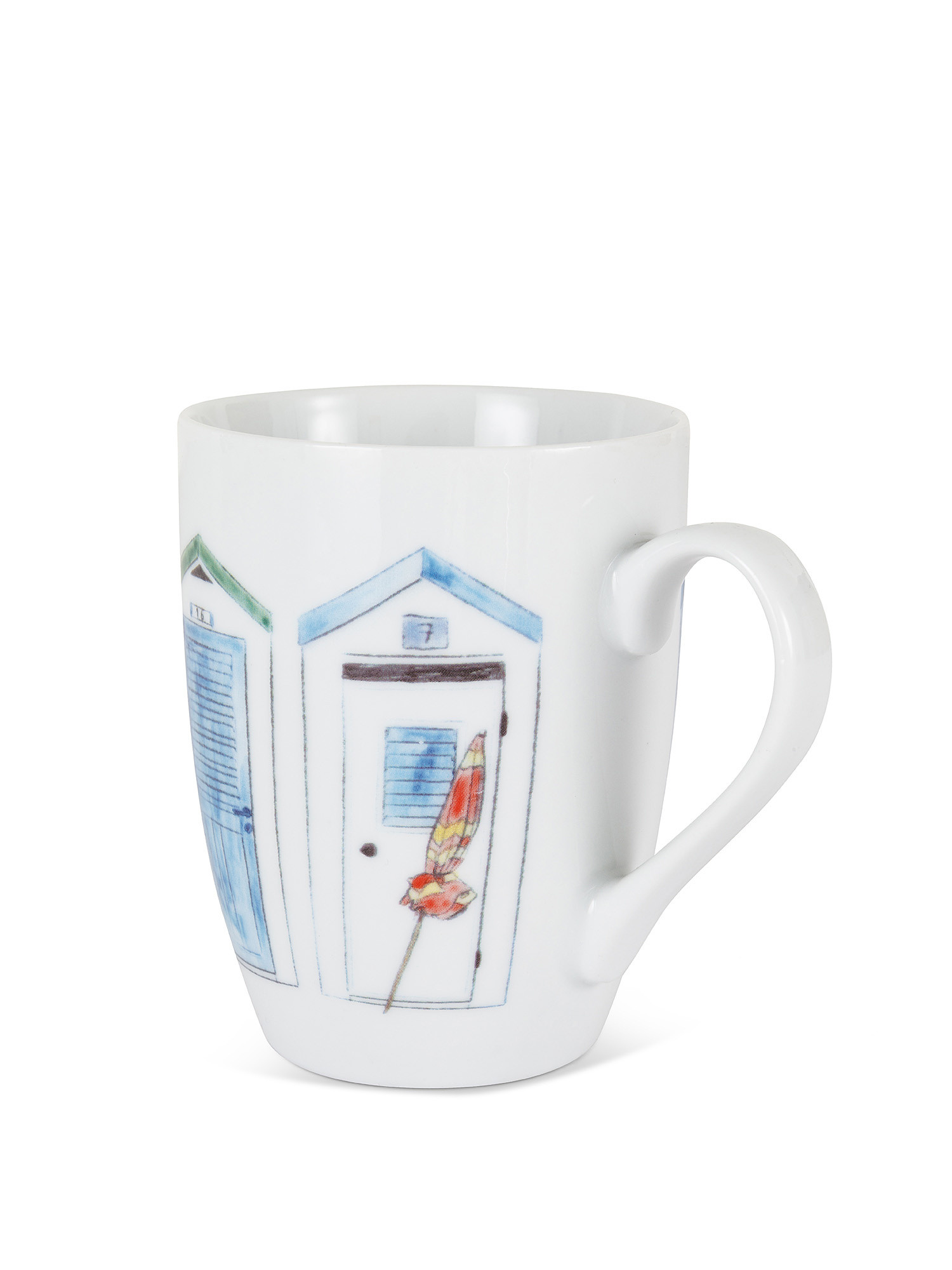 New bone china mug with cabins motif, White, large image number 1