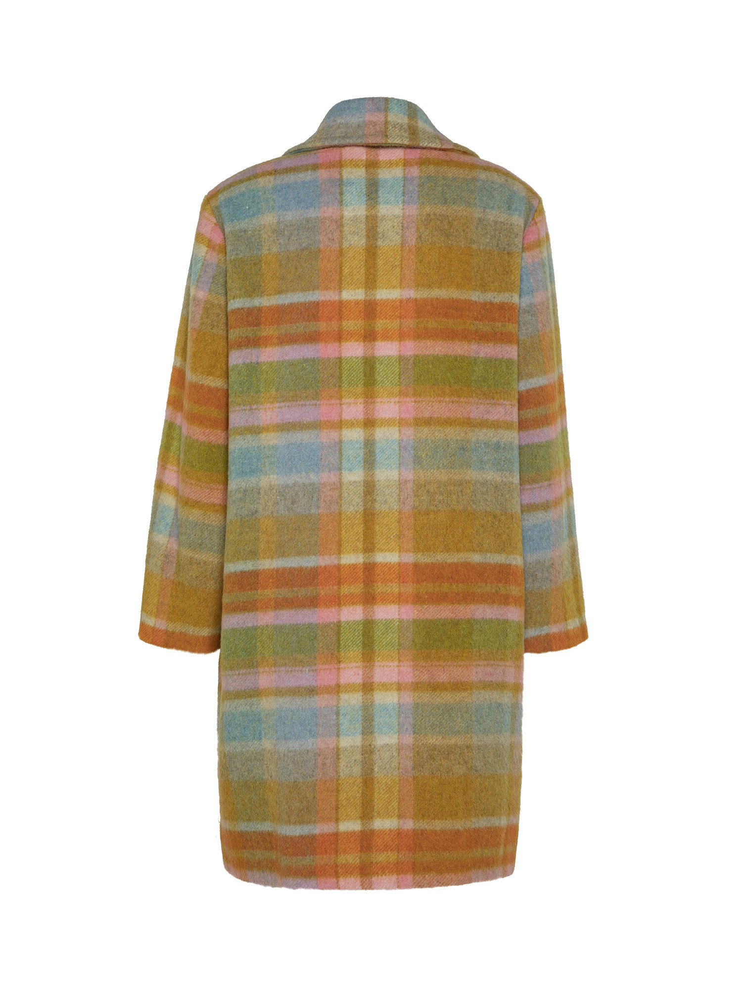Wool blend coat with pink check pattern, Multicolor, large image number 1