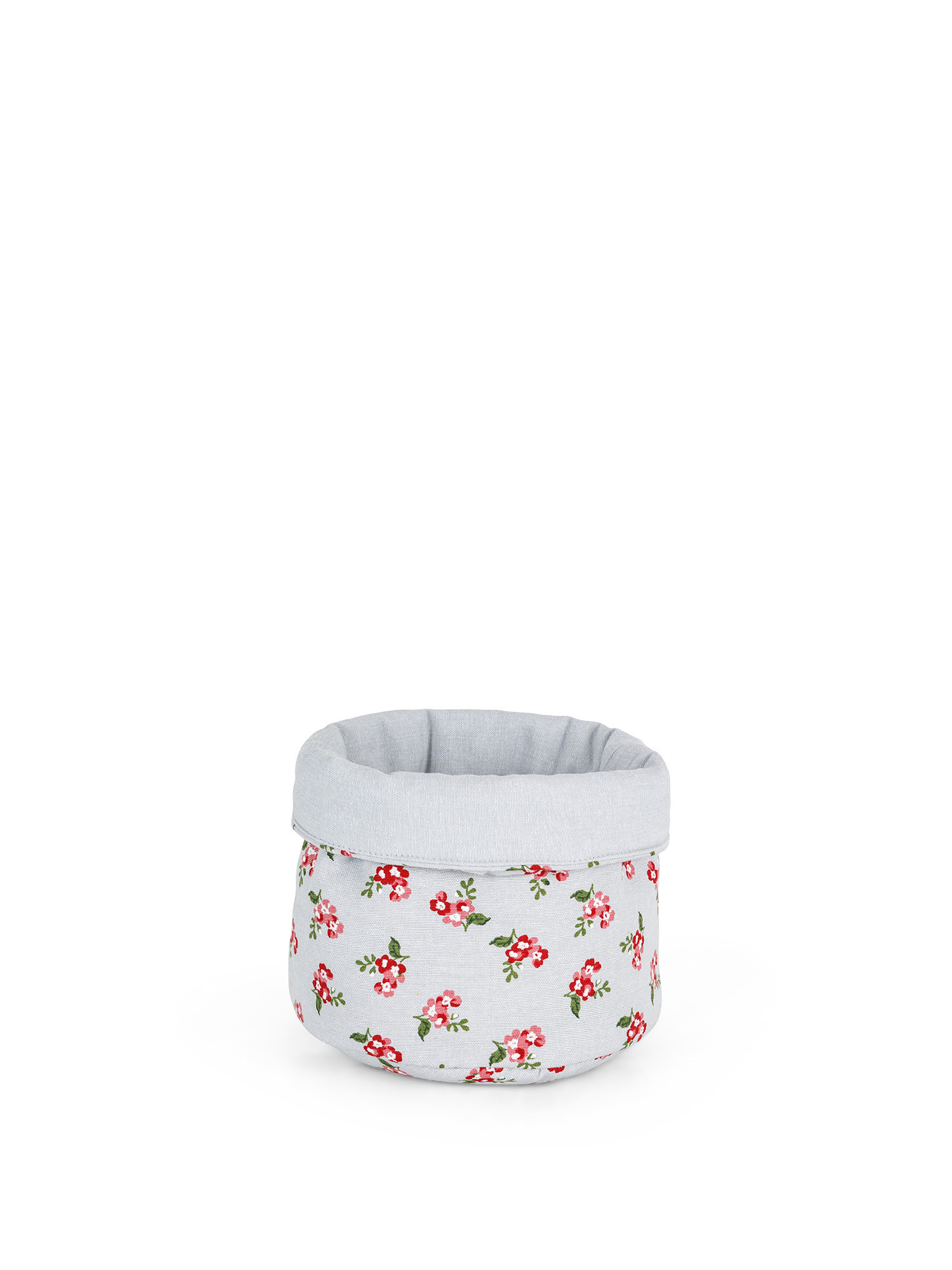 Round cotton basket with small flowers pattern, Pink, large image number 0