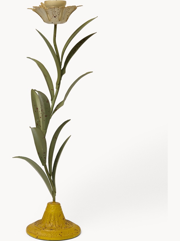 Handmade flower-shaped iron candlestick