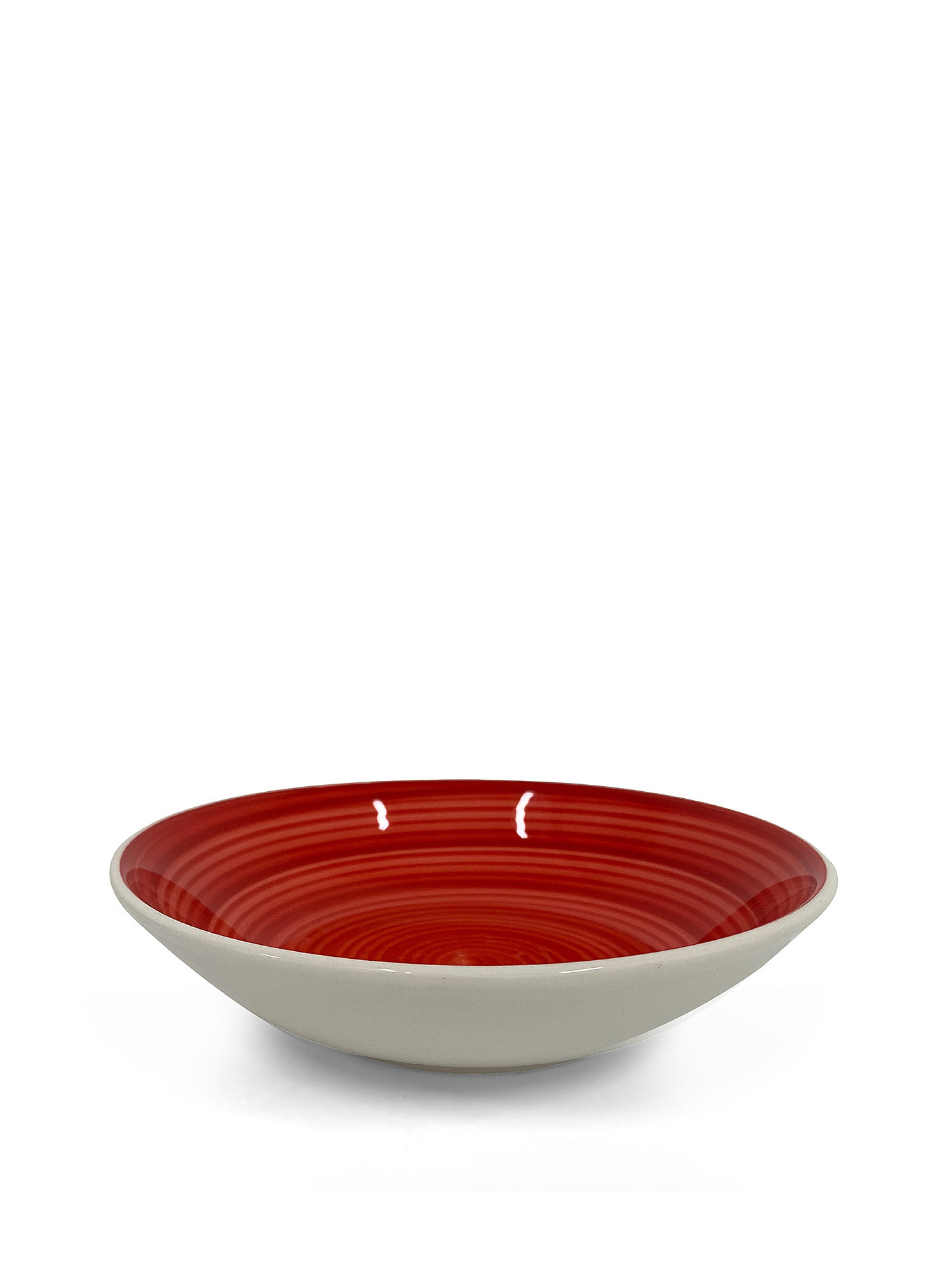 Piatto fondo ceramica dipinta a mano Spirale, Rosso, large image number 0