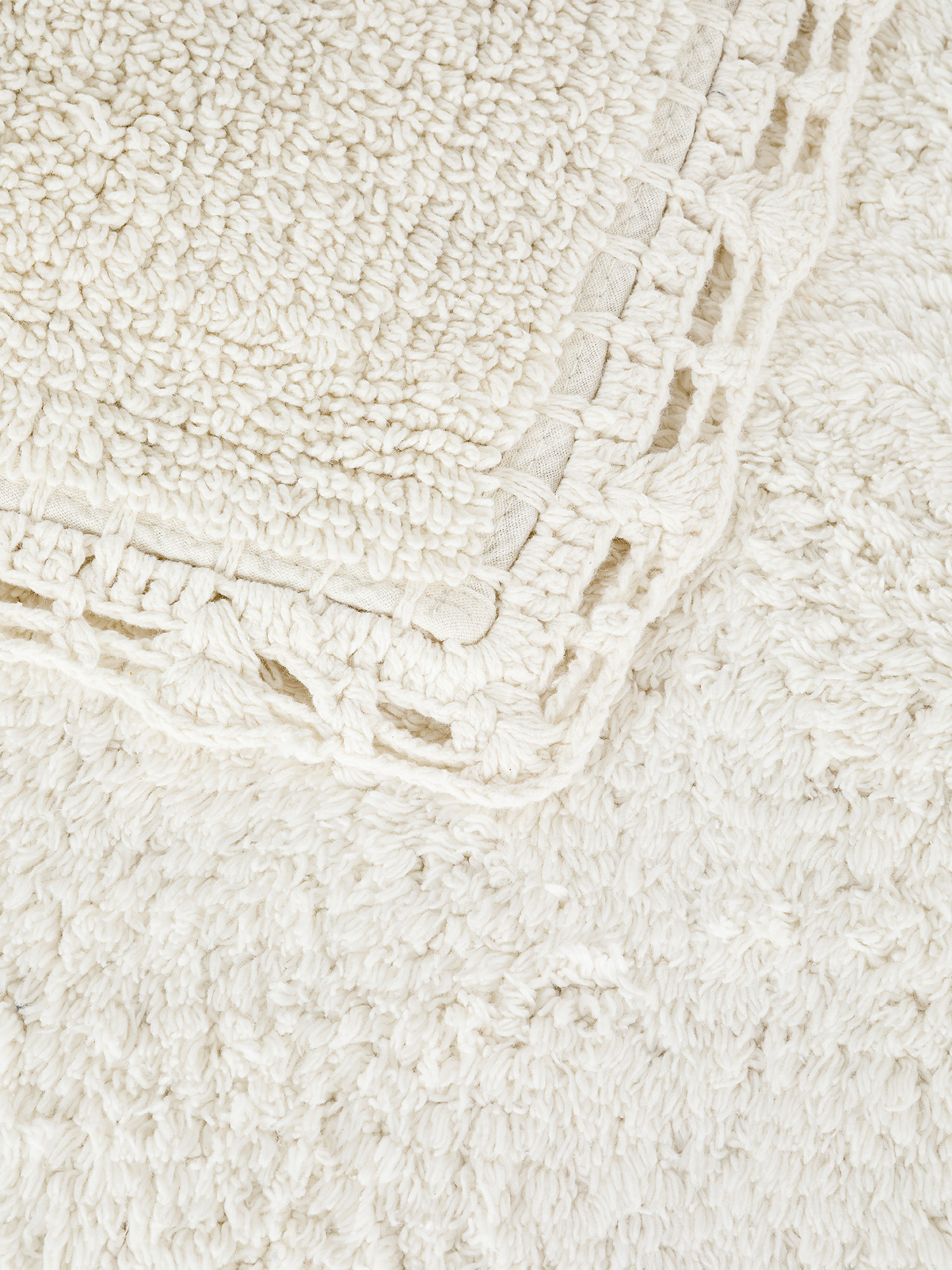 Tappeto bagno cotone bordo crochet, Bianco, large image number 1