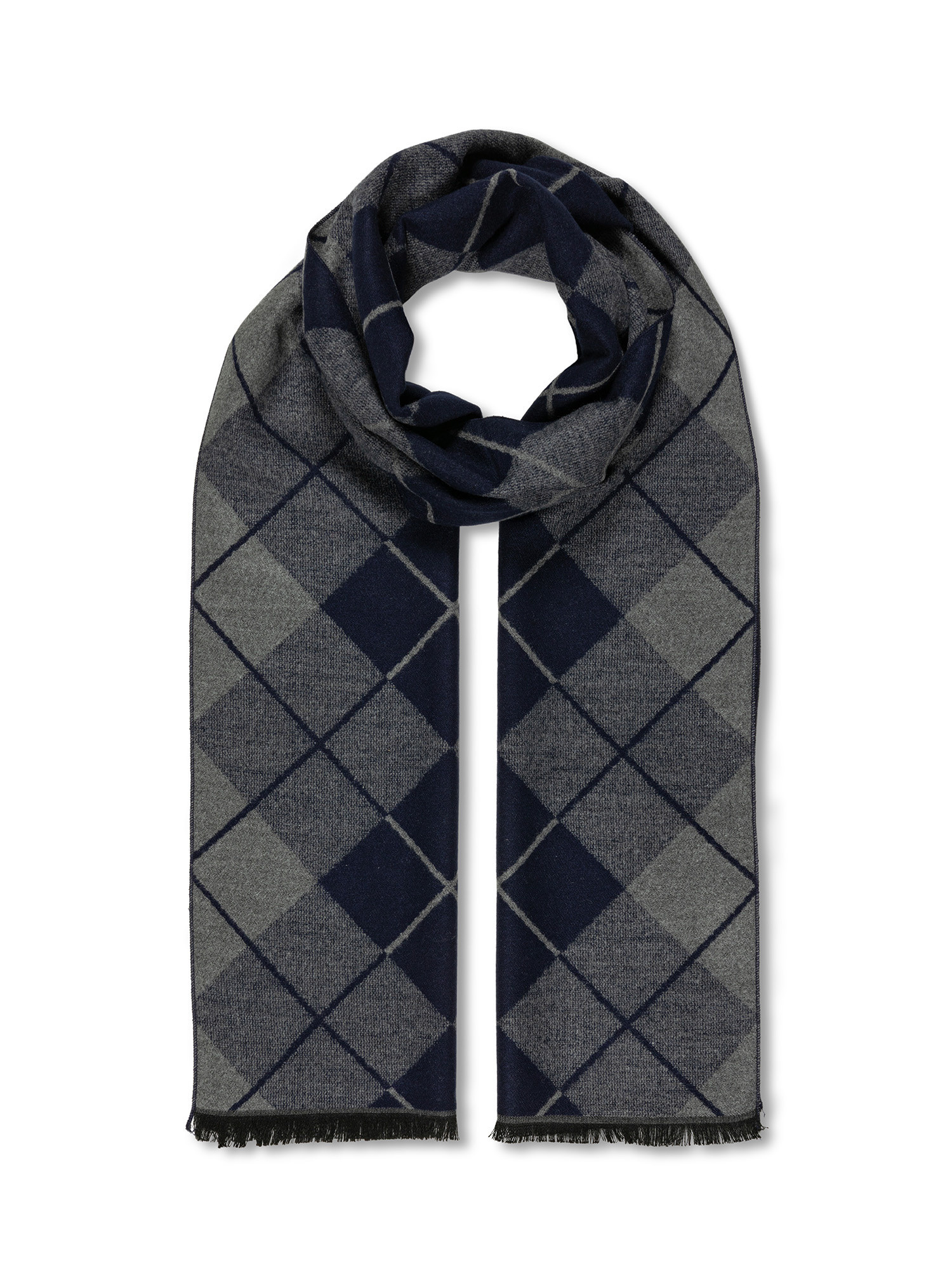 Luca D'Altieri - Diamond-patterned scarf, Blue, large image number 0