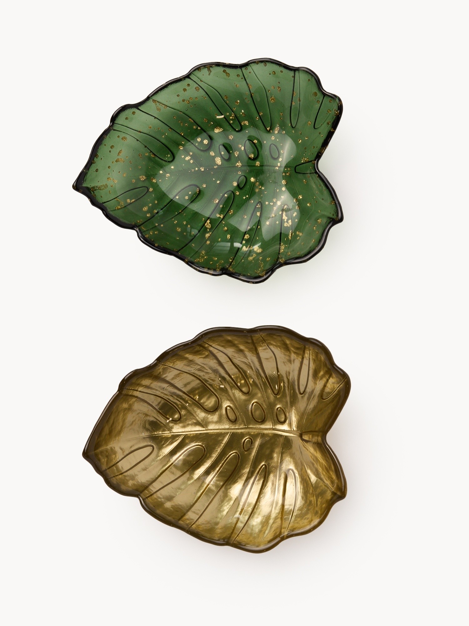 Monstera leaf plate, Verde/Oro, large image number 0