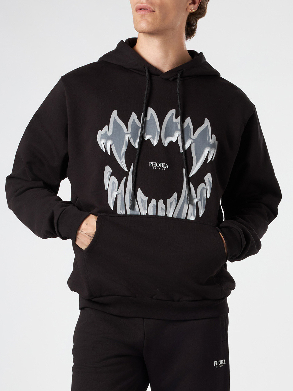 Phobia - Cotton sweatshirt with bite print, Black, large image number 1