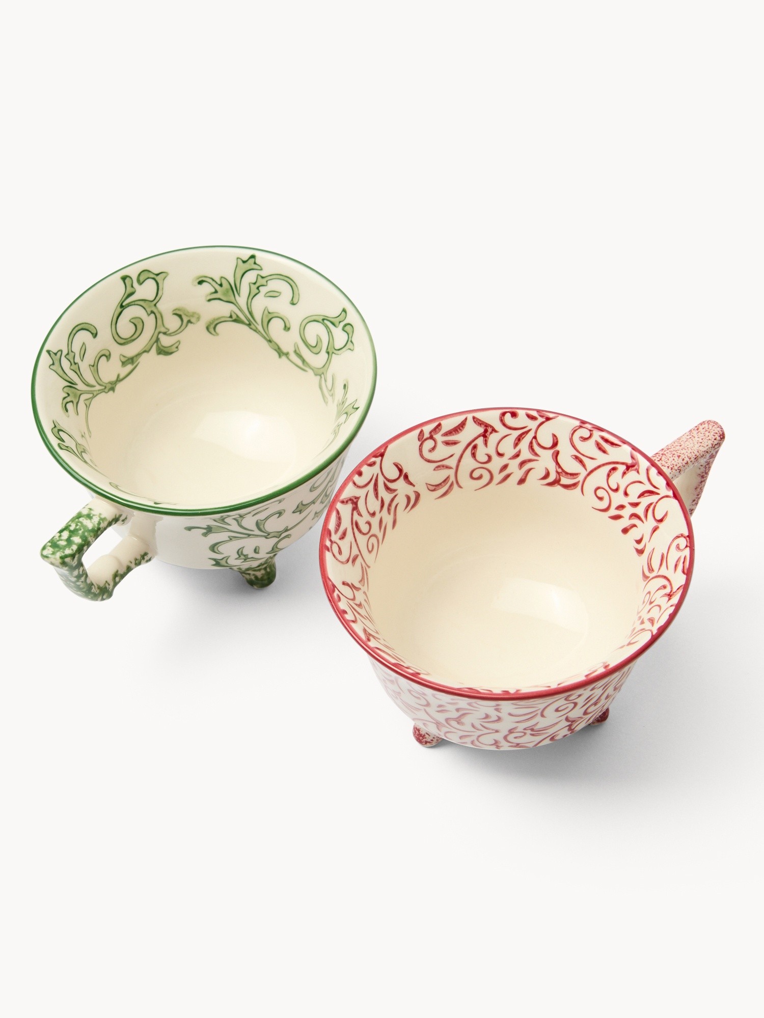 Tazze colazione in ceramica decoro ramage, Multicolor, large image number 1