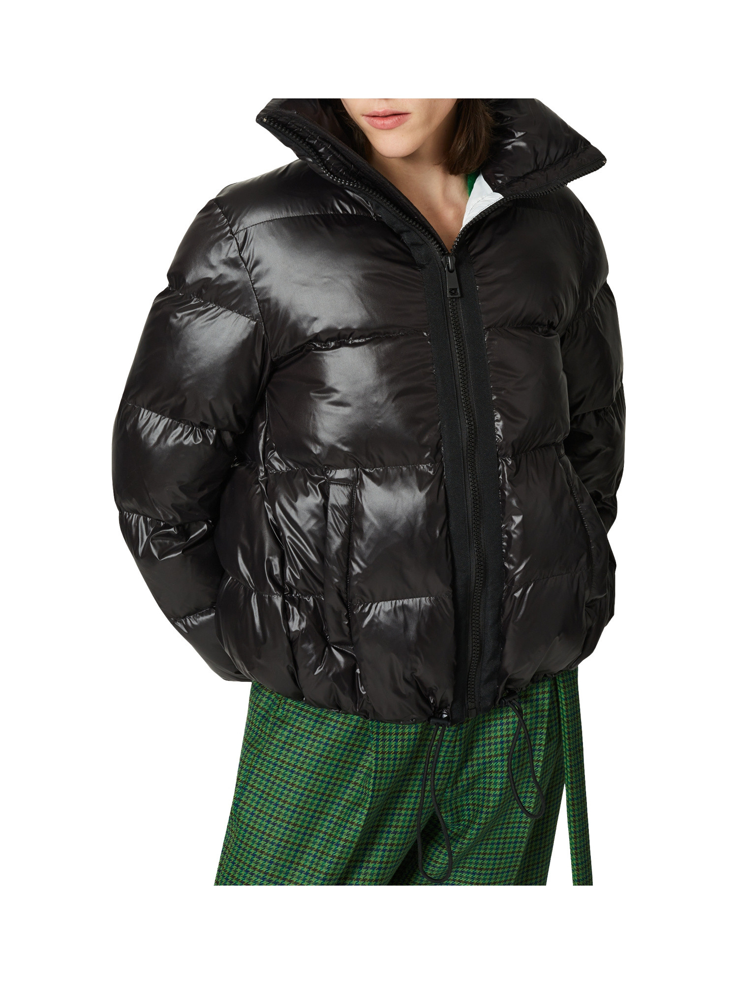 Padded down jacket with high neck, Black, large image number 3