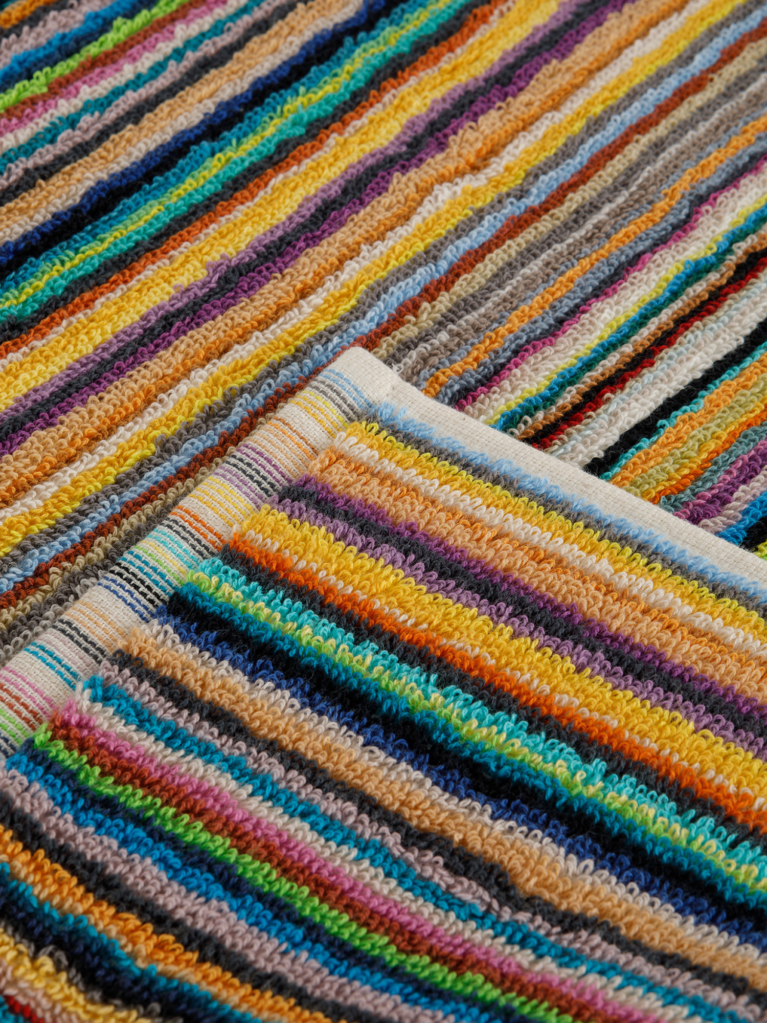 Asciugamano in spugna di cotone tinto in filo  jacquard a righe, Multicolor, large image number 2