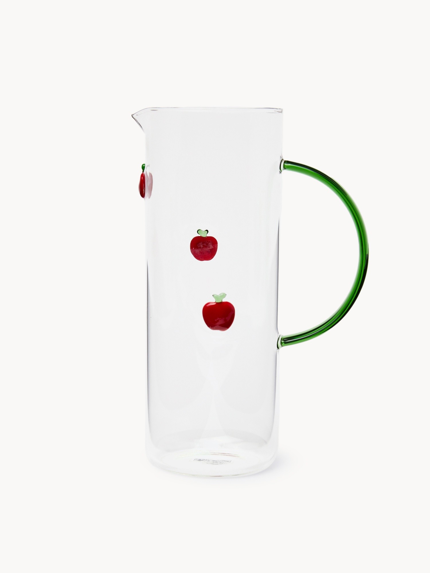 Caraffa in vetro borosilicato dettaglio mele, Trasparente, large image number 0