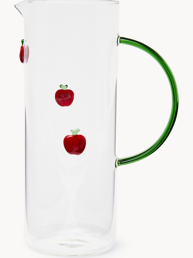 Caraffa in vetro borosilicato dettaglio mele
