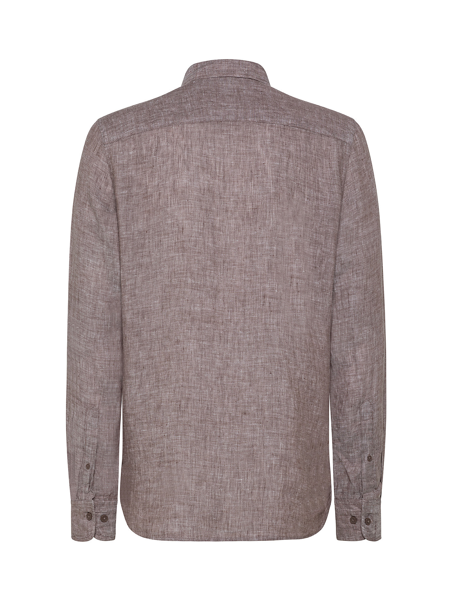 Camicia puro lino collo francese, Marrone chiaro, large image number 1