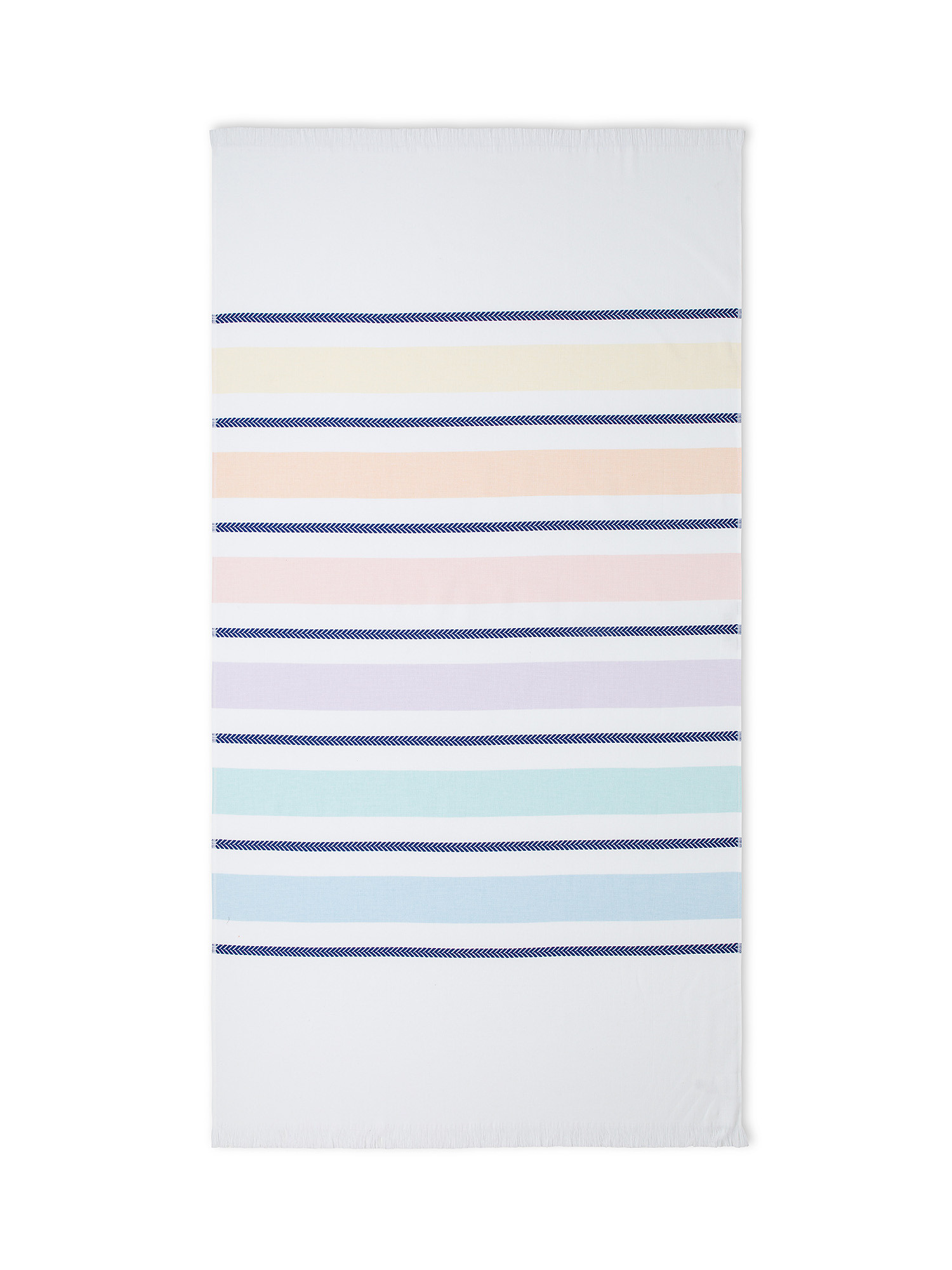Pure cotton beach towel with striped pattern, Multicolor, large image number 0