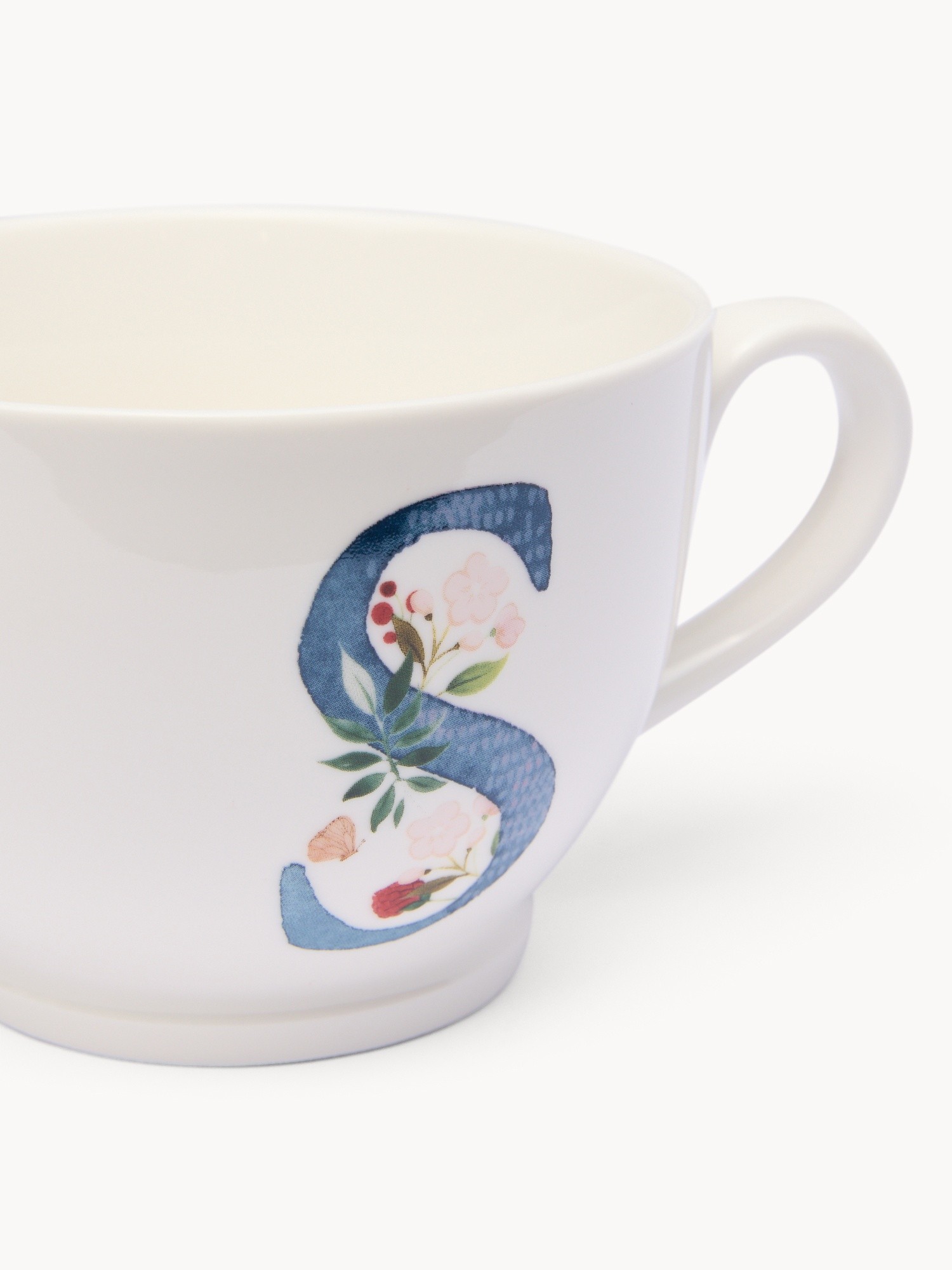 Tazza da colazione in new bone china lettera S, Bianco 1, large image number 1