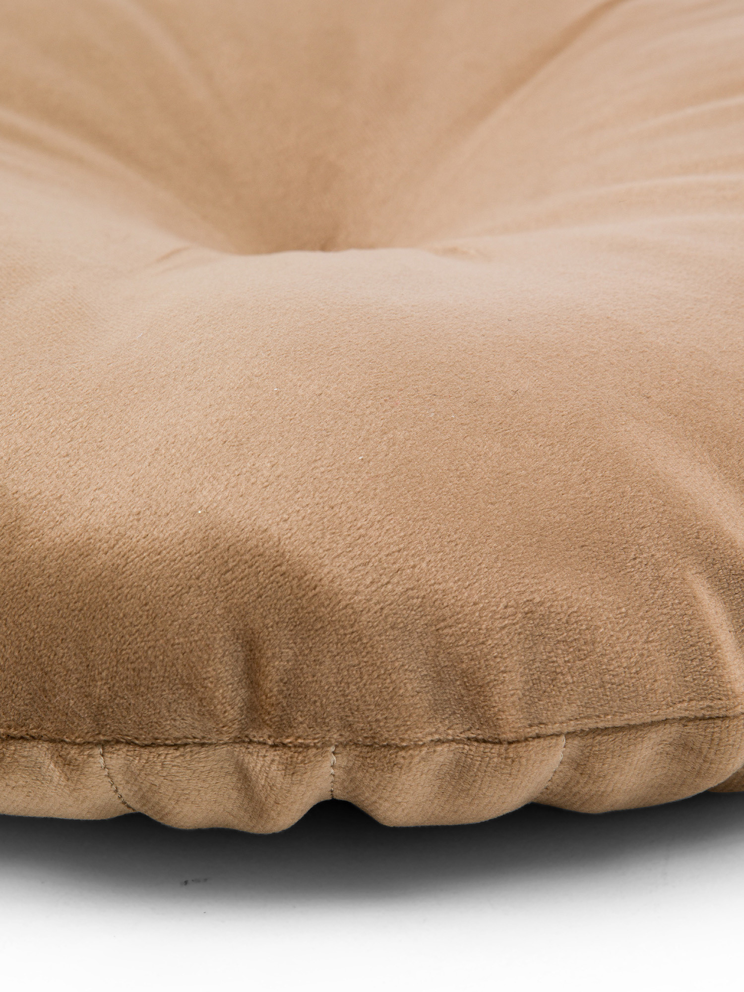 Round solid color velvet cushion, TAUPE, large image number 2