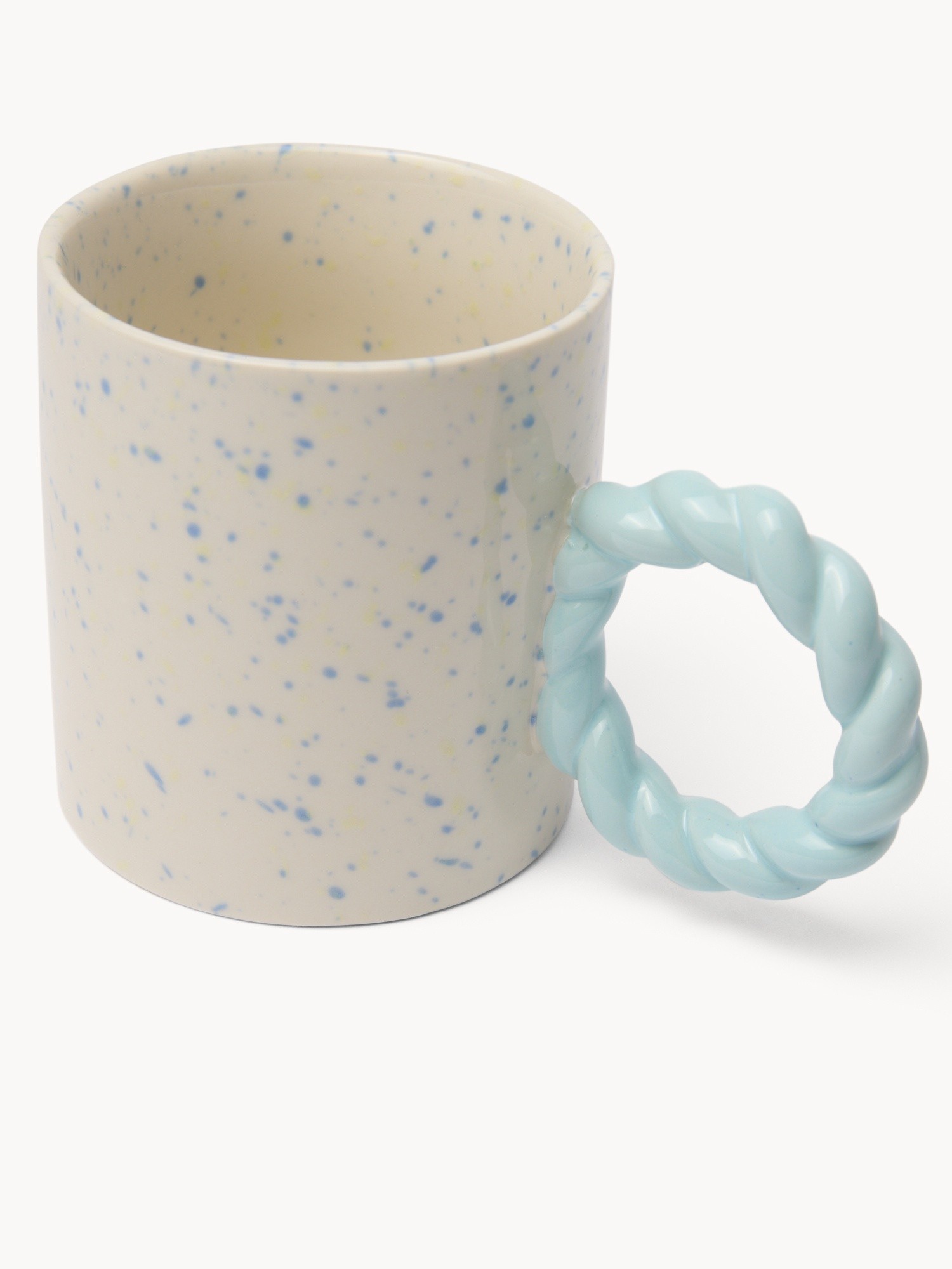 Ceramic Mug with Torch Handle - Introductory Price, Bianco/Azzurro, large image number 1