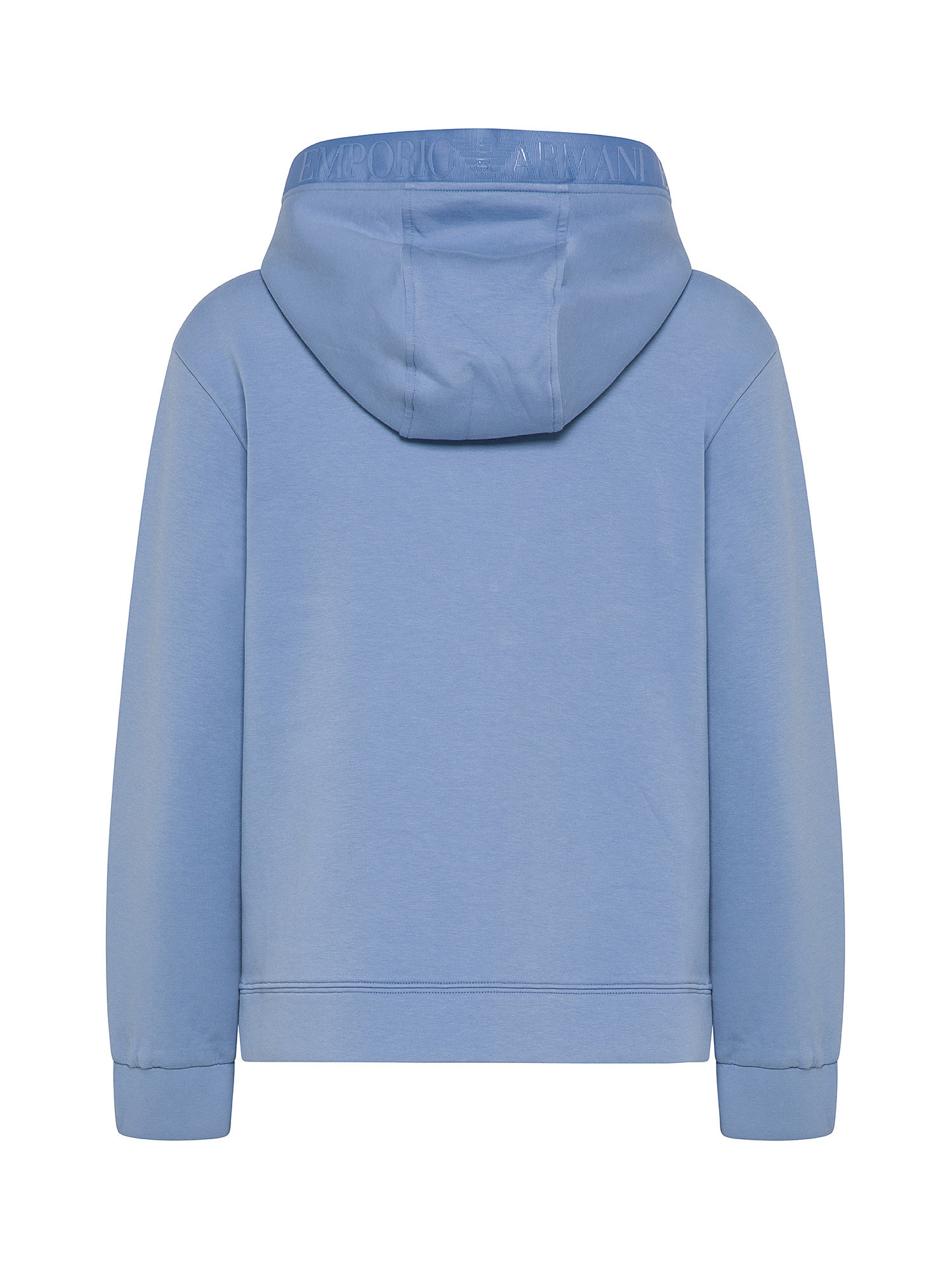 Emporio Armani - Full zip sweatshirt with hood and logo tape, Light Blue, large image number 1
