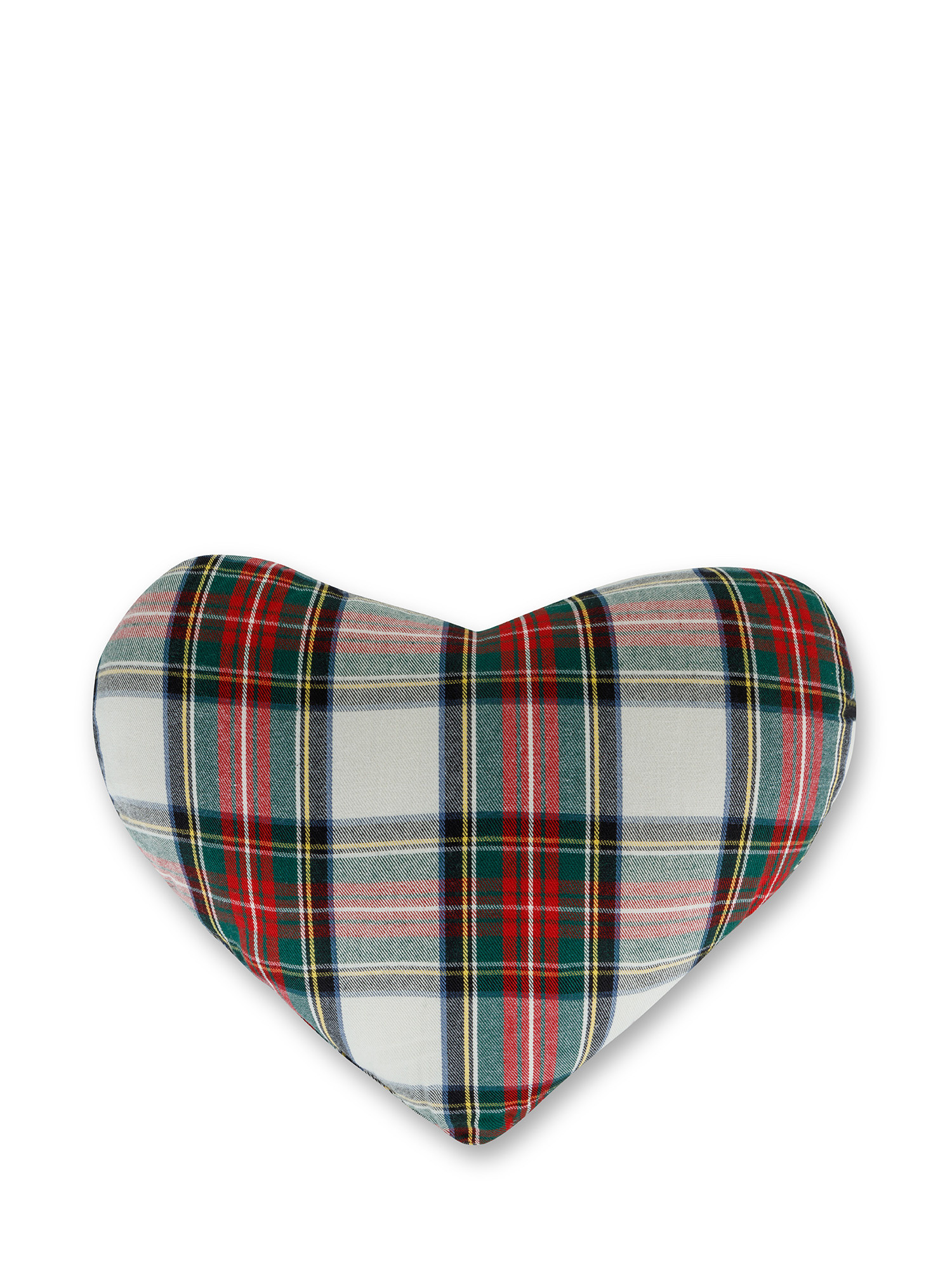 Cuscino a cuore in tartan, Bianco avorio, large image number 0